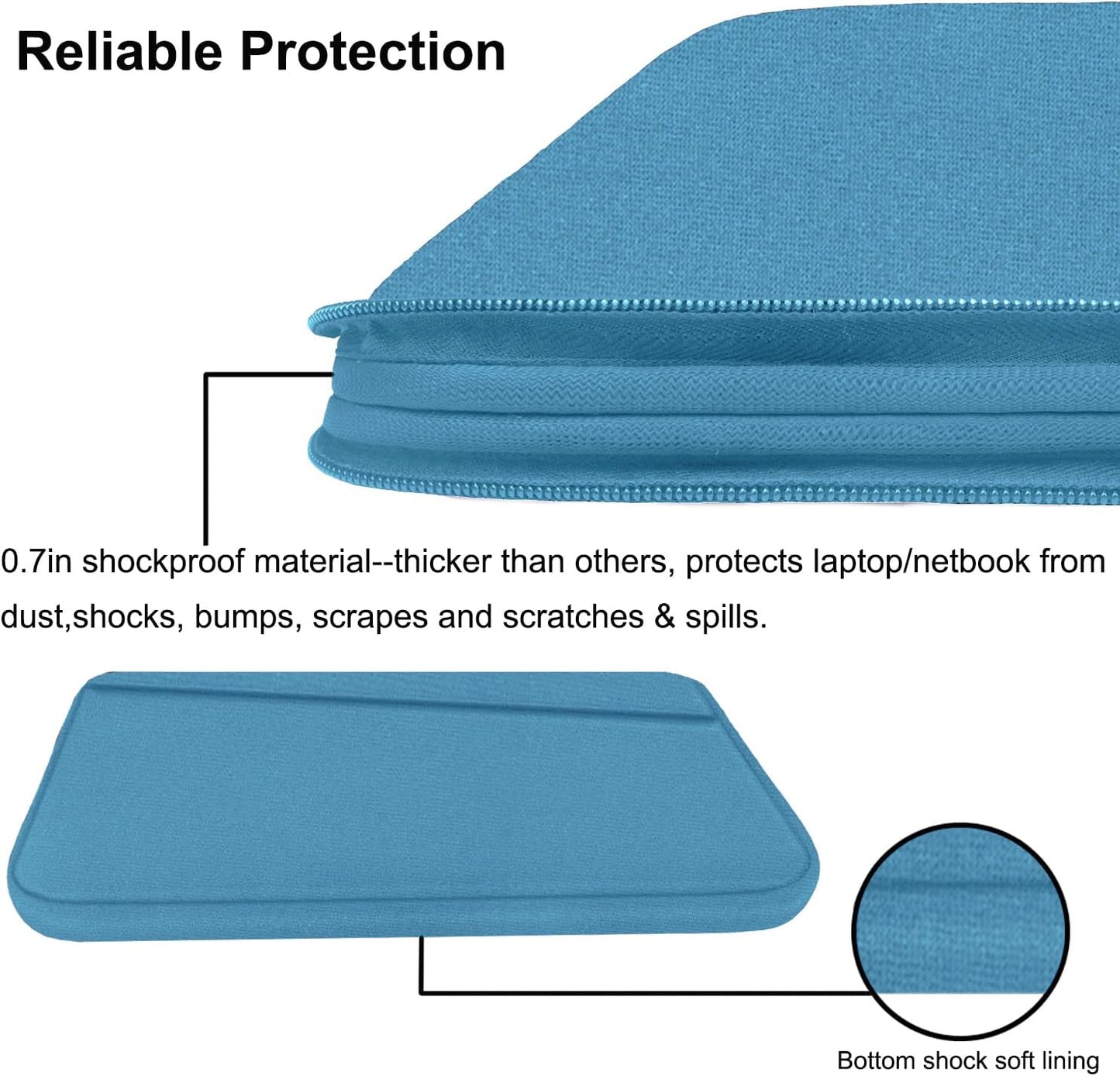 15.6 inch Laptop Sleeve, Slim Computer Carrying Bag Protective Cover Briefcase with Front Pocket, Durable Laptop Case for 15-16 Inch HP, Dell, Lenovo, Asus- Sky Blue