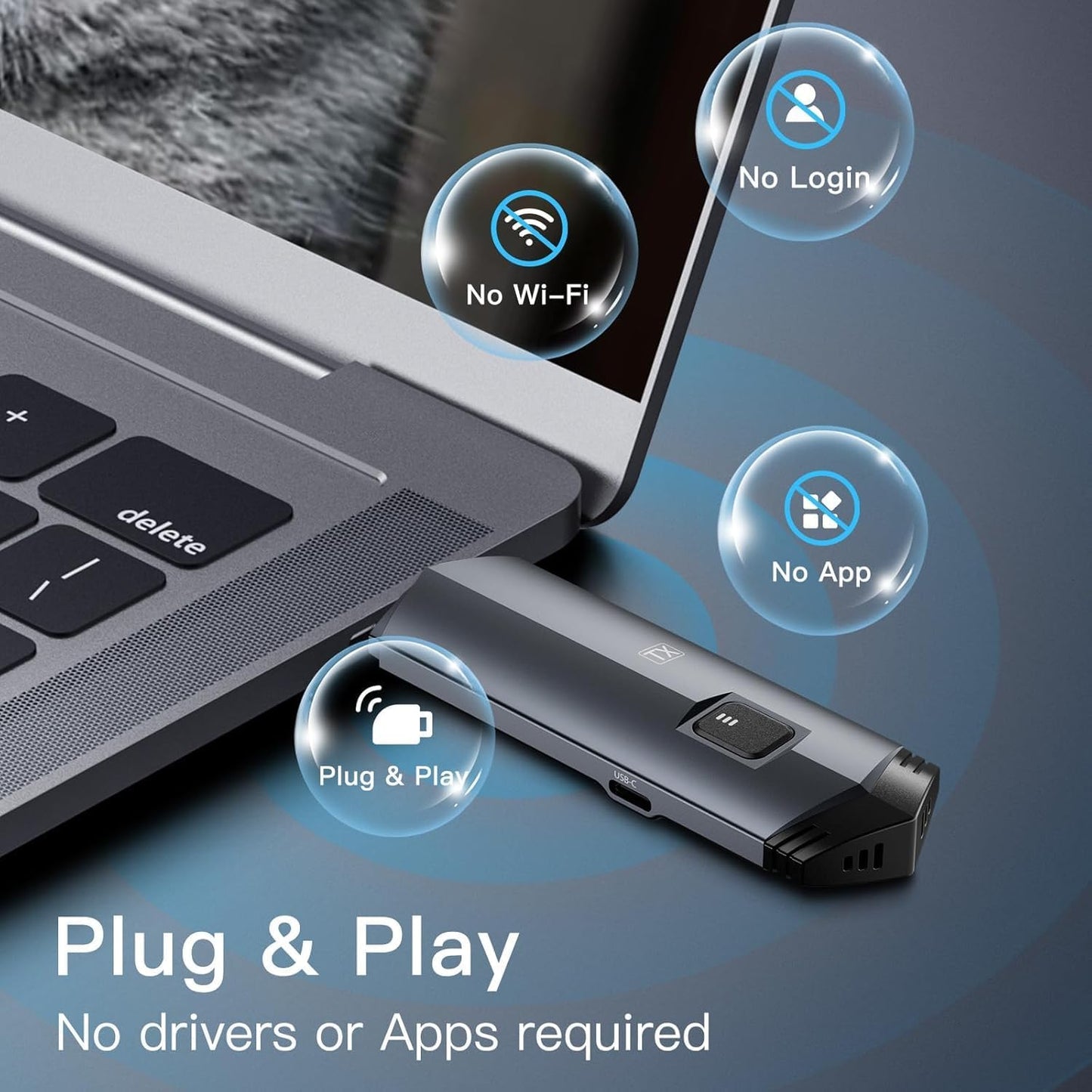 2025 Upgraded Wireless HDMI Transmitter and Receiver 4K, Portable Wireless HDMI Extender Kit 100FT, 2.4G/5G Plug & Play, Streaming from Laptop/PC/TV Box/Camera to Monitor/Projector/HDTV (Black)