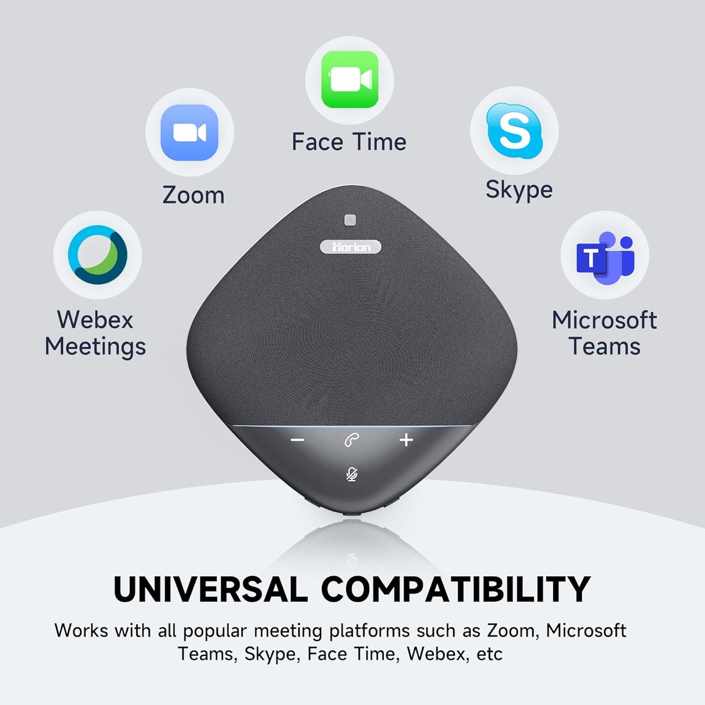 HORION Conference Speaker with Microphone, Wireless Bluetooth Speakerphone for Office Meeting Computer PC, w/8 Mics, 20ft Voice Pickup, 8H Call Time, AI Noise Cancelling, Portable with Zoom/Teams