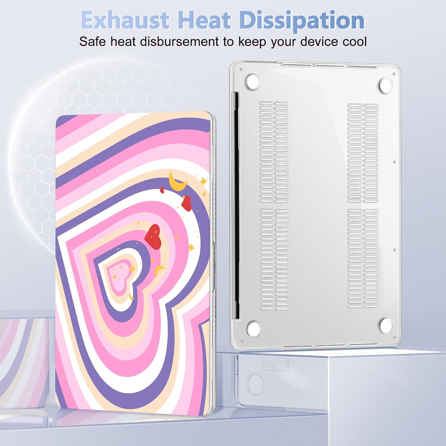 Case for MacBook Pro 13 inch with/Without Touch Bar (2016-2022, M2 A2338 M1 A2289 A2251 A2159 A1989 A1706 A1708), Hard Shell + Keyboard Cover + Dust Plug, Wildflower Heart