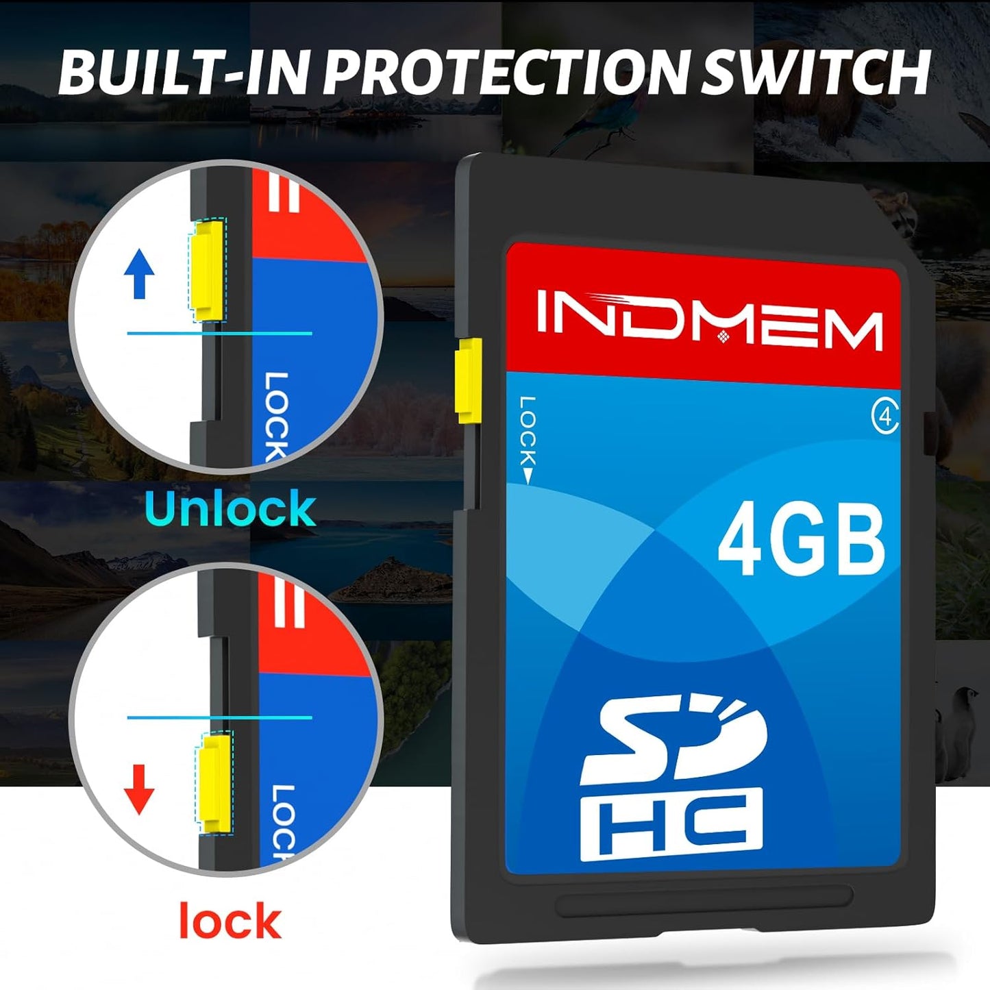 INDMEM SD Card 4GB, 8 Packs Class 4 4GB Flash Memory Card MLC Standard Secure Digital Cards Camera Card