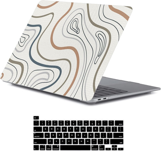 LanBaiLan Compatible for MacBook Pro 13 inch with Touch Bar 2022 2021 2020 2019 2018 2017 2016,M1 M2 A2338 A2289 A2251 A2159 A1989 A1706 A1708 Laptop Hardshell Case & Keyboard Cover, Aesthetics Line