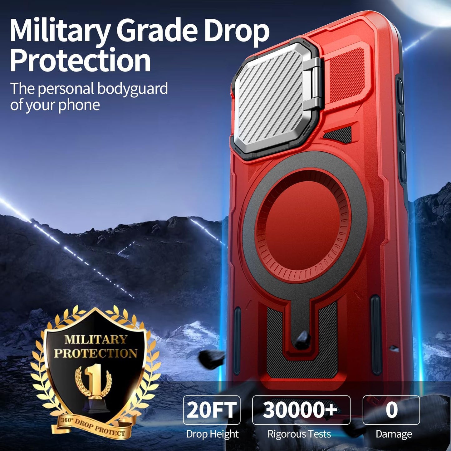 Camera Stand Case for iPhone 15 Plus, [Compatible with Mag Safe] [Lens Cover] 2024 Version Military Grade Protective Soft Case for iPhone 15 Plus 6.7 inch Men Women, Red