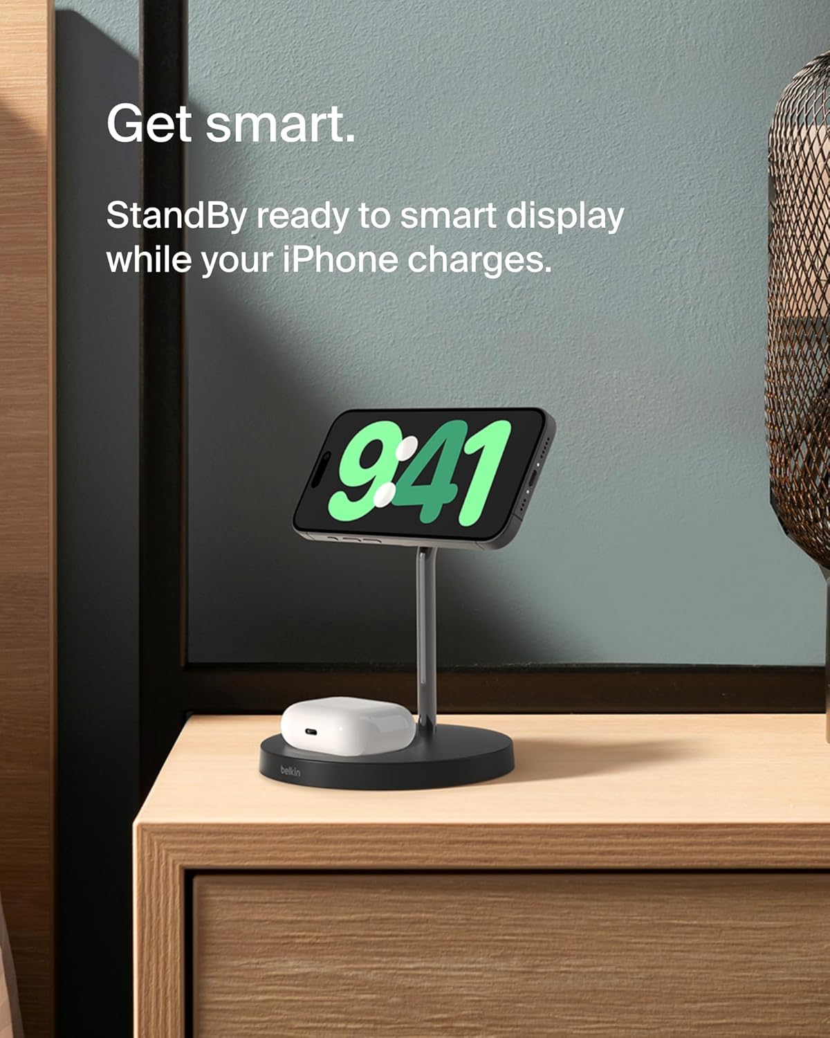 Belkin MagSafe 2-in-1 Wireless Charging Stand for Apple iPhone 13, 14, 15, 16, & AirPods - Fast Charging Station for Multiple Devices - Black