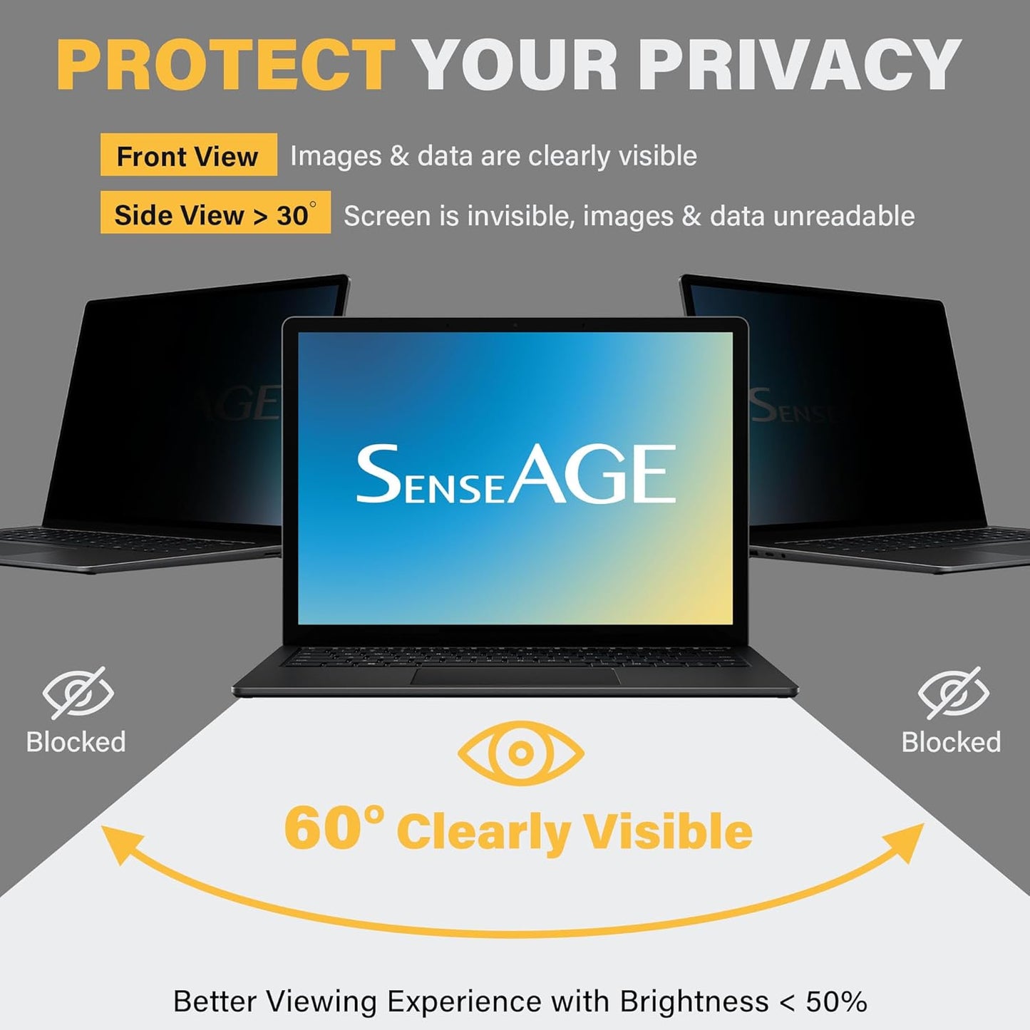 SenseAGE Magnetic Privacy Screen Protector for Surface Laptop 13.5 inch (6/5/4/3/2/1), Easy On/Off Privacy Filter, Anti Blue Light Glare, Notebook Privacy Screen Filter, Compatible with Surface Laptop 13.5"