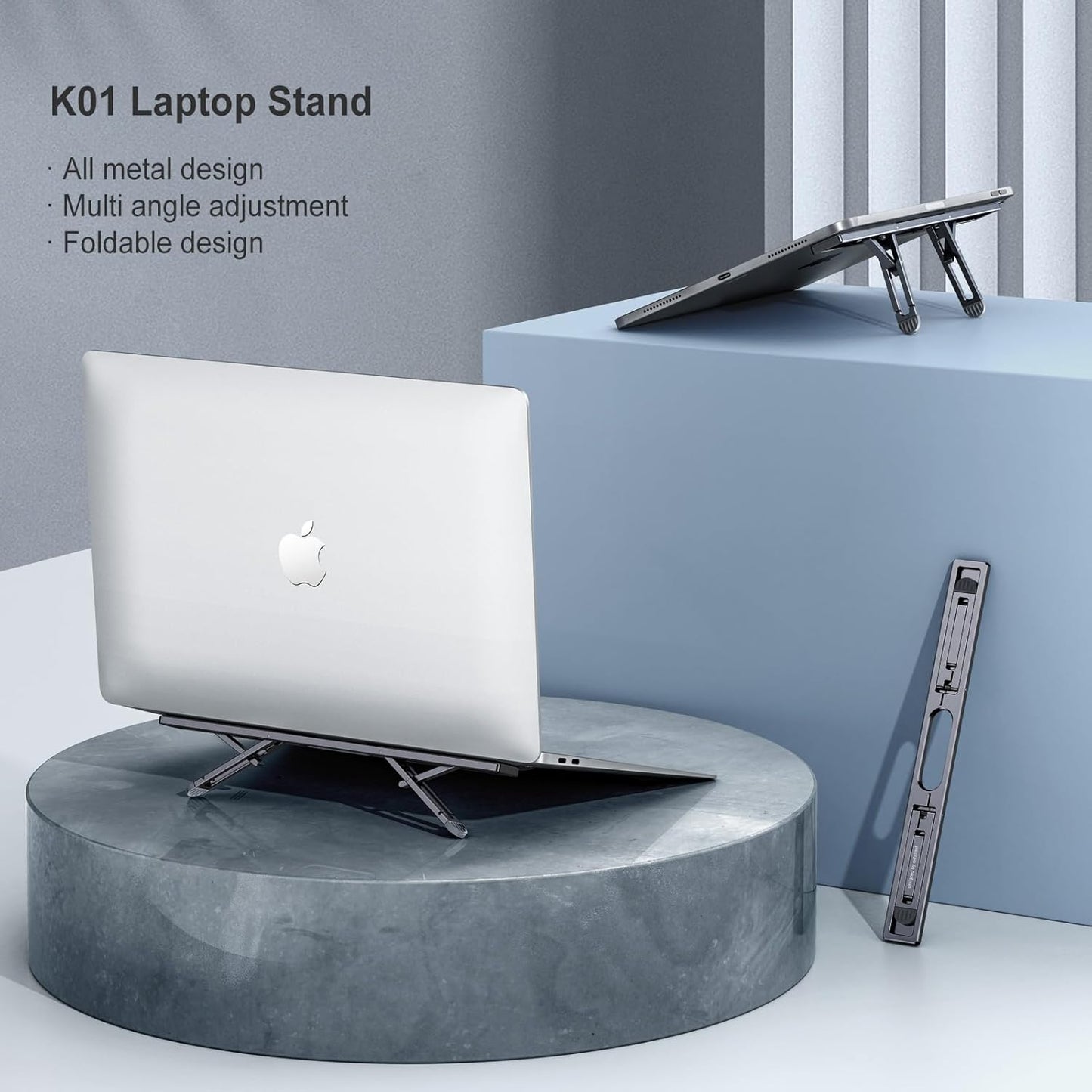 Laptop Risers for Desk, 4 Adjustable Heights Laptop Stand, Keyboard Riser, Ergonomic Laptops Feet for Desk, Compatible with MacBook Air Pro, with Dell, with HP, More 10-15.6” Laptops