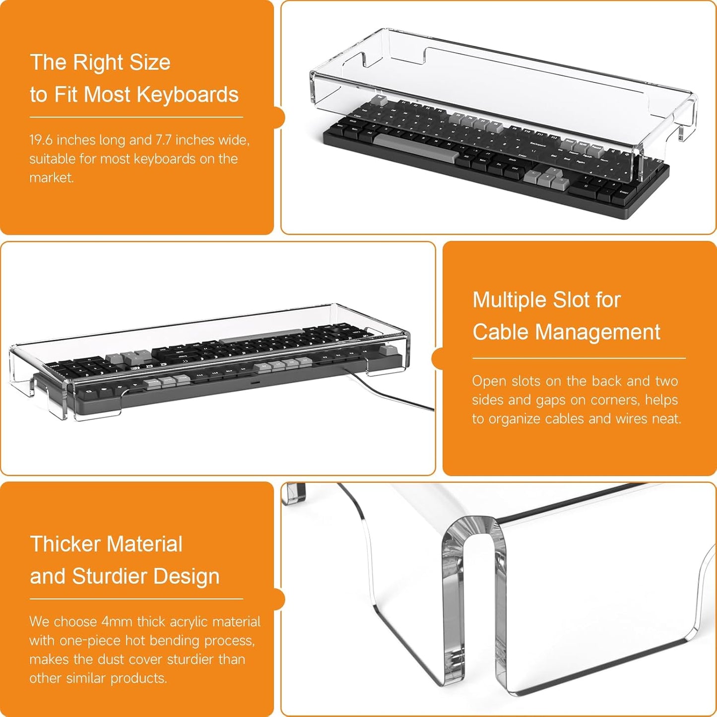 BEEGO Mechanical Computer Keyboard Cover - Clear Acrylic Keyboard Cover Keyboard Dust Cover Mechanical Keyboard Cover Full Size Keyboard Protector