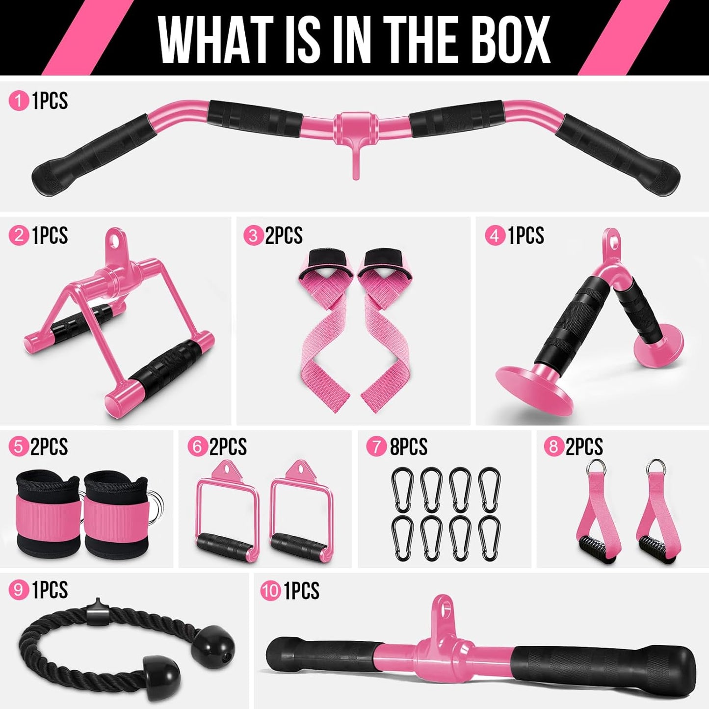 Cable Machine Attachment Set LAT Pulldown Attachments Weight Machine Accessories for Home Gym