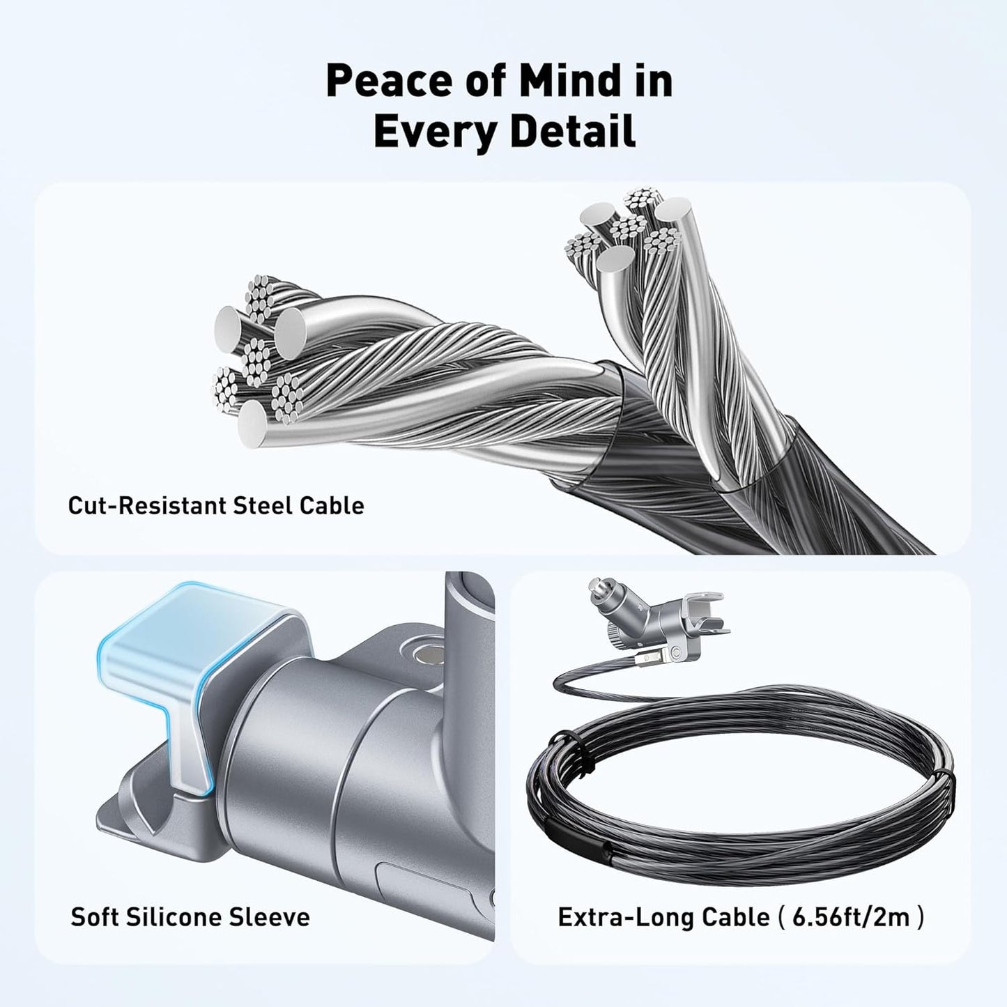 AboveTEK Laptop Locking Cable for MacBook Pro 14/16 (2021–2024), Anti-Theft Keyed Laptop Security Lock, 6.56ft Cut-Resistant Steel Computer Lock Cable, Rotatable & Portable Design