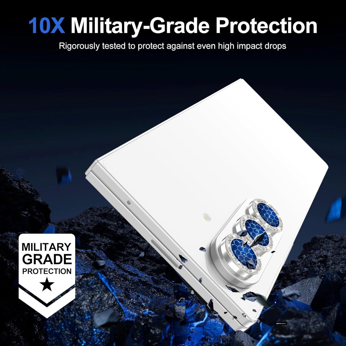 for Samsung Galaxy Z Fold 7 Camera Lens Protector, Individual Metal Ring Tempered Glass Lens Cover, [Strong Adsorption] Scratch Resistant Ultra-Thin HD Clear Lens Cover, 1 Set-Slivery Diamond