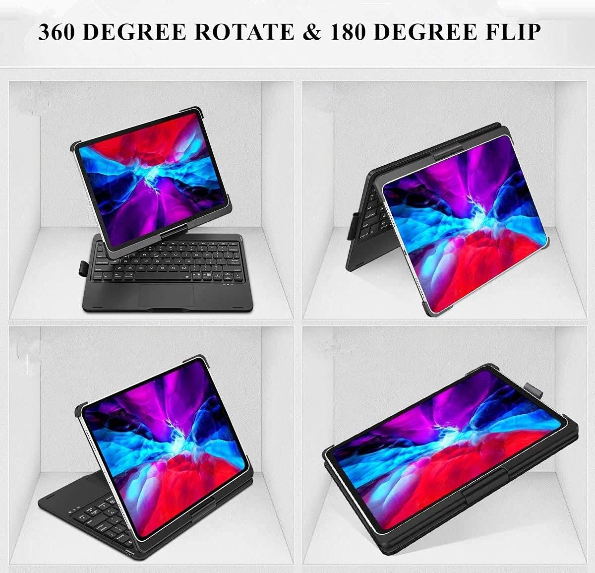 Keyboard case for iPad Mini 7 A17 Pro/Mini 6 Rotating,Touchpad Keyboard Case for iPad Mini 7th/6th Generation 8.3-inch with Trackpad Backlight Rotatable, Black