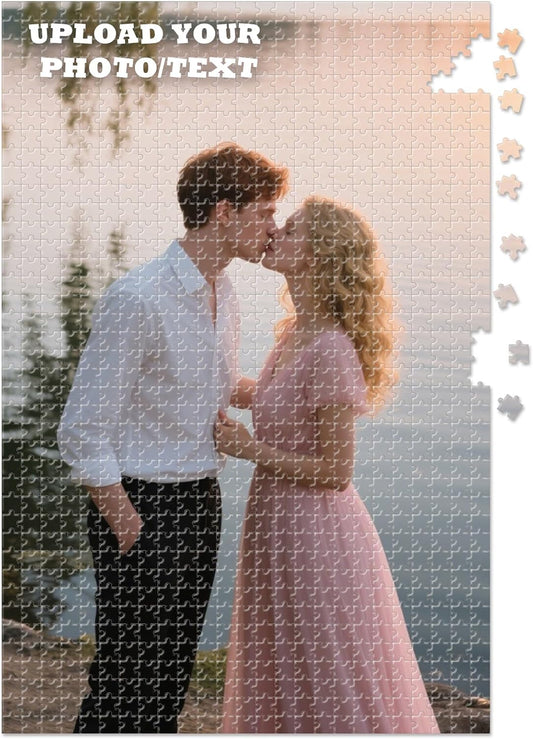 Custom Photo Puzzle – Personalized 1000 Piece Jigsaw Puzzle from Your Photos – Custom Puzzle Gift for Family, Pets, Wedding, Anniversary, Adults, and Couples(1000-vertical)