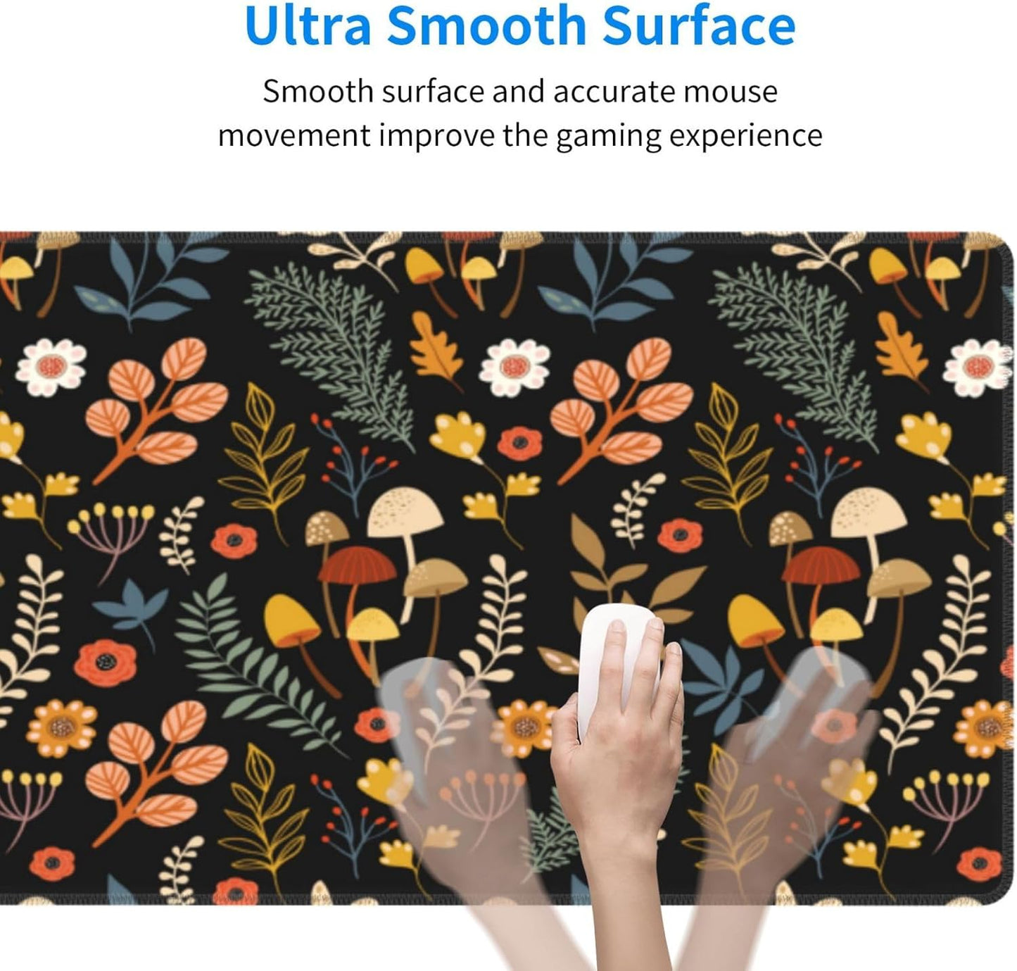 Gaming Mouse Pad Floral Desk Mat, Botanical Mouse Pad, Vintage Desk Mat, Wildflower Mouse Pads, Nature Desk Decor, Garden Desk Pad 31.5×11.8