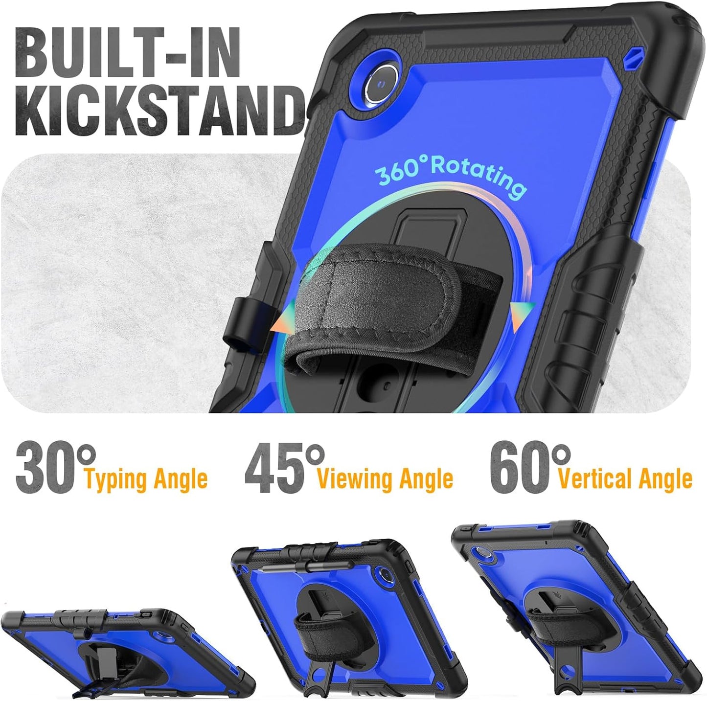 HXCASEAC Case for Samsung Galaxy Tab S6 Lite 10.4 inch, Protective with Screen Protector/Hand Strap/S Pen Holder, Shockproof S6 Lite Tablet Case 2024/2022/2020 SM-P610 SM-P613 SM-P620 - Blue