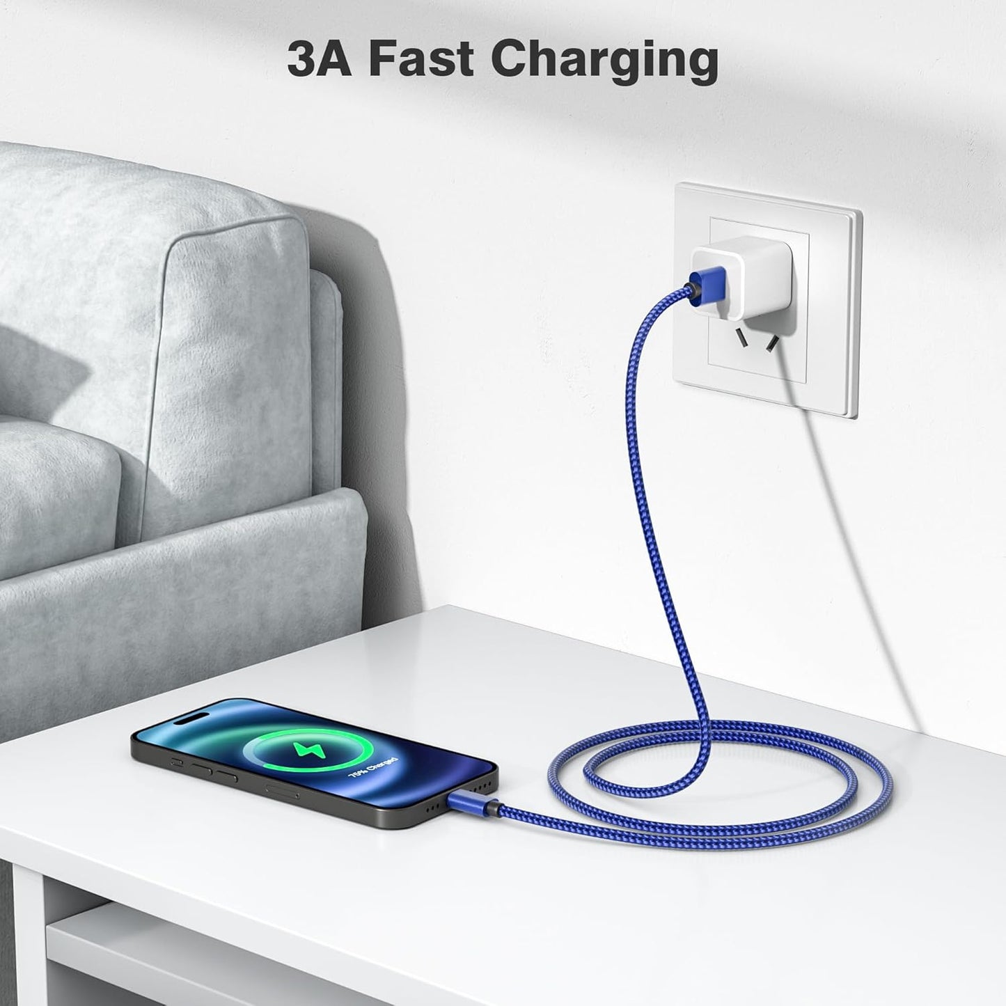 Elebase for iPhone 16 Car Charger Cable 1.5/3.3/6.6FT 3 Pack,Type C Charging Cord for Car iPhone 16 Pro Max Plus 15,Kindle Fire HD 2022 12th,10 9th,8 10th Generation,Samsung Galaxy S24,S23,A54 Flip 6