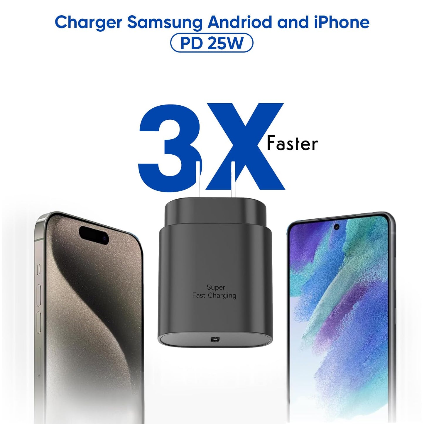 10FT Super Fast Charger Type C, 2Pack 25W USB C Wall Charge 10Foot Long Android Type C Charger Cable Fast Charging for Samsung Galaxy S25 Ultra/S25/S25+/S24+/S24 Ultra/S24/S24+/S23 Ultra/S22 Ultra/S21