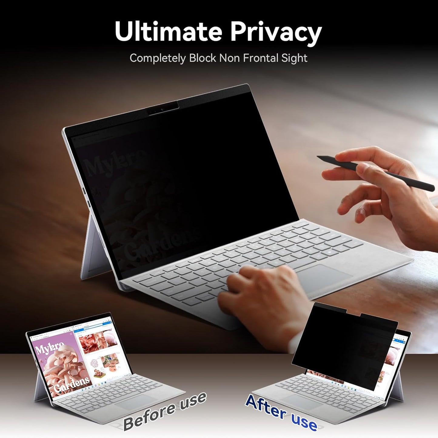 Magnetic Privacy Filter Compatible with Microsoft Surface Pro 10 (2024) / Pro 9 (2022) / Pro 8 (2021) / Pro X (2021, 2019), 13 Inch Removable Anti Spy Glare Blue Light Privacy Screen