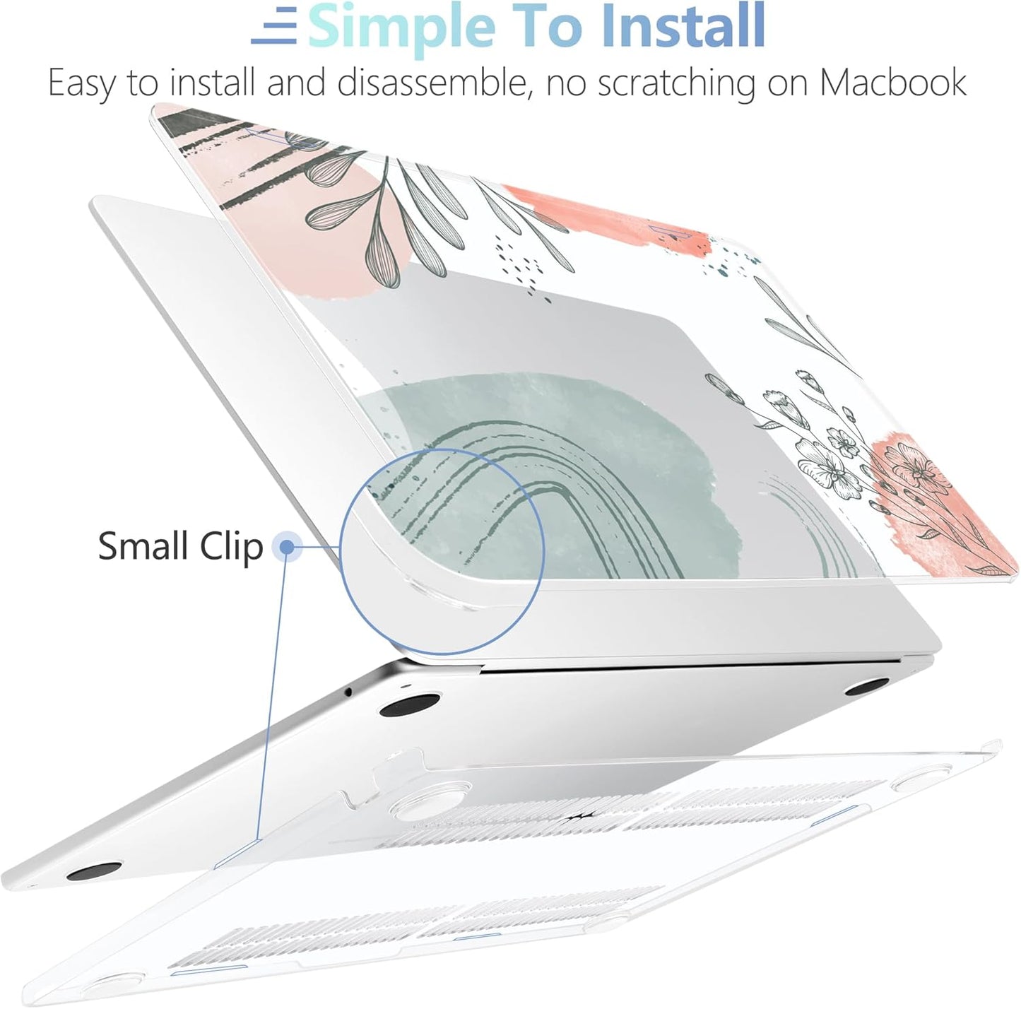 MEEgoodo for M4/M3/M2 MacBook Air 15.3 inch Case 2025 2024 2023, Case Fit Model (A3241/A3114/A2941) for MacBook Air 15 inch, Laptop Hard Shell with Keyboard Cover, Watercolor Floral 3