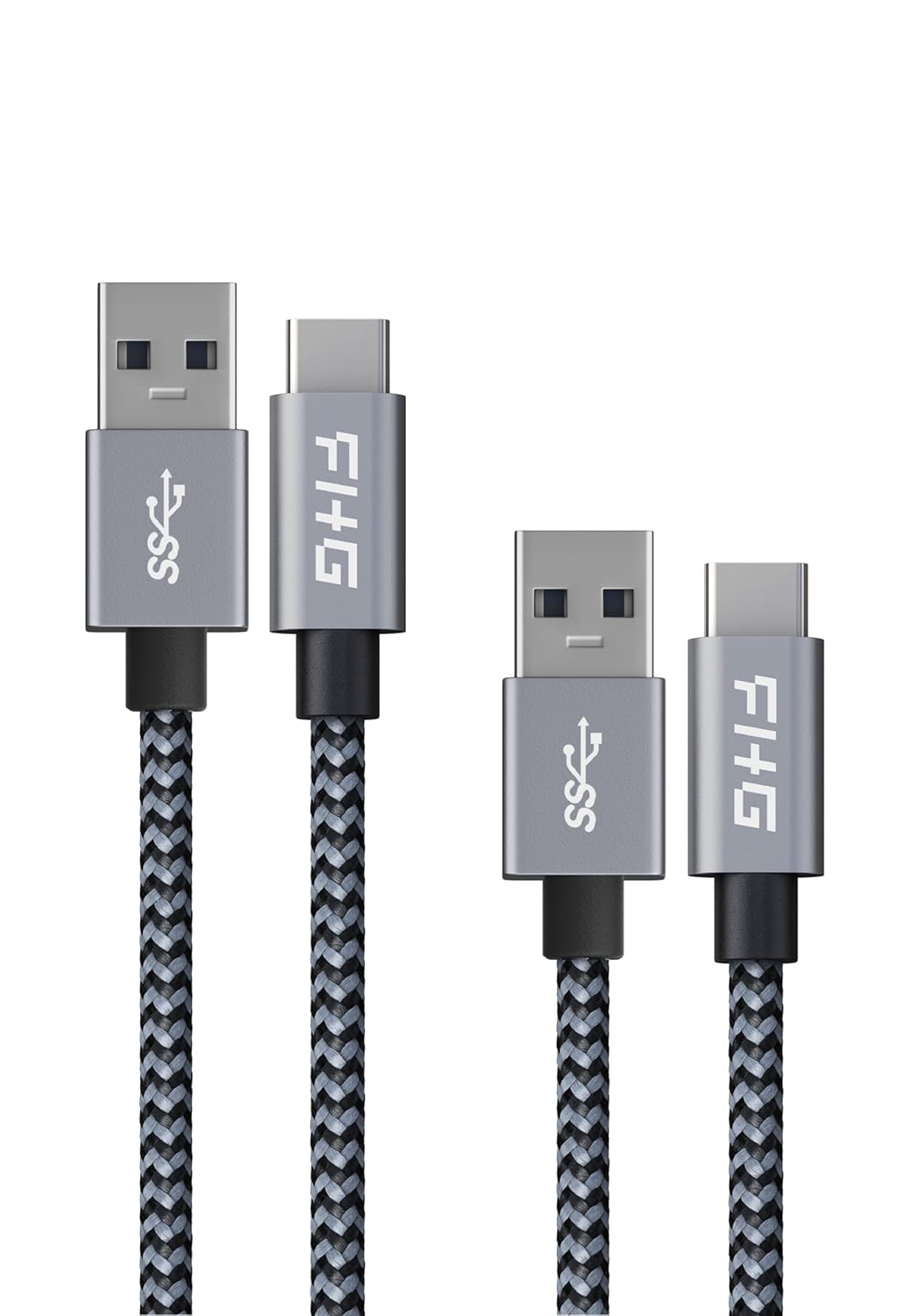 FHG 6FT 3.3FT USB 3.0 to USB C Cable 2Pack, High-Speed Transfer of 1GB in 2sec, 3A Fast Charging from 20% to 80% in 35mins, Sturdy Nylon Braided USB Data Cable, Compatible for iPhone 15/Galaxy/Win