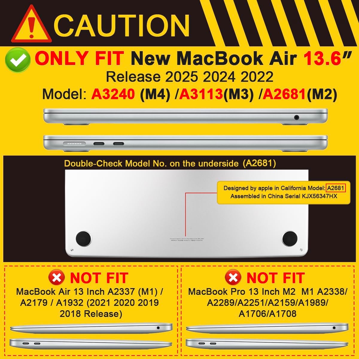 Batianda Case for New MacBook Air 13.6 inch 2025 M4 2024 2022 Release A3240 A3113 A2681 Model,Honeycomb Heavy Duty Protective Hard Shell with TPU Bumper Fold Kickstand & Keyboard Cover, Rock Gray