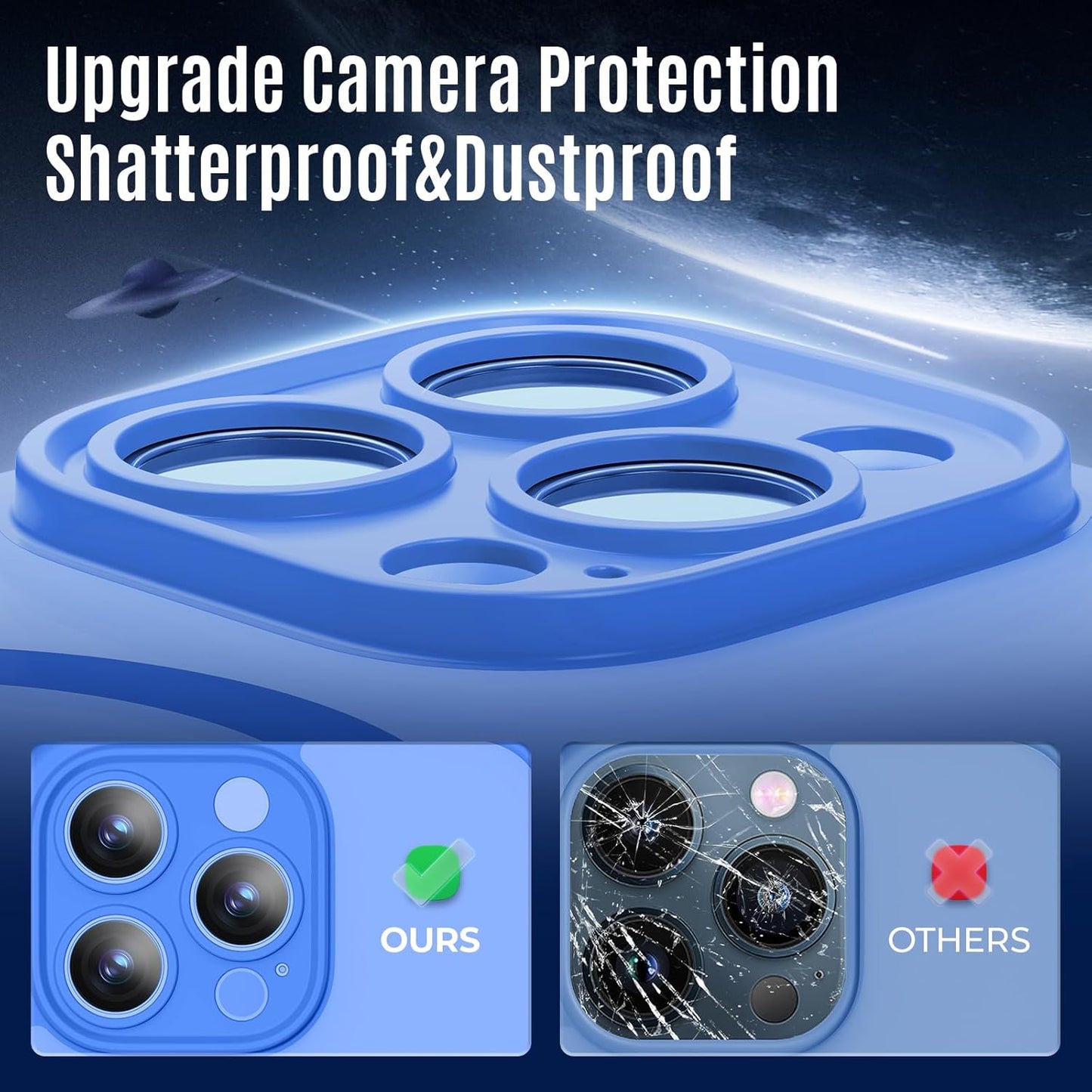 Designed for iPhone 12 Pro Case, Compatible with MagSafe, with Privacy Screen Protectors X2, [Camera Protection] [15FT Military Drop Protection] Shockproof Phone Case, 6.1", Blue