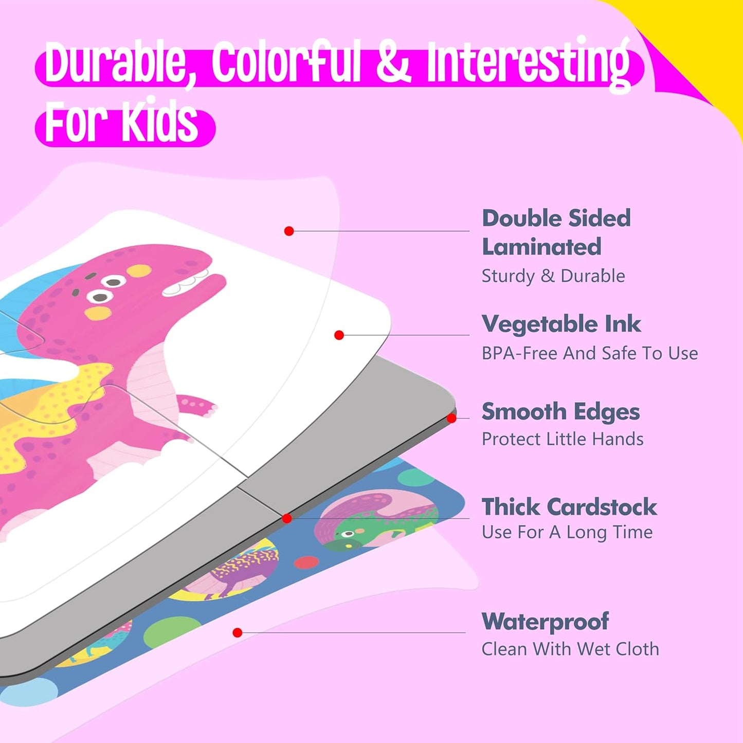 48 Dinosaurs Matching Puzzles with Error-Correction, Self-Correcting Puzzle Match Game Educational Matching Puzzles for Toddlers Kindergarten, Dinosaur-Themed Learning Games Toys for 3 Years Old