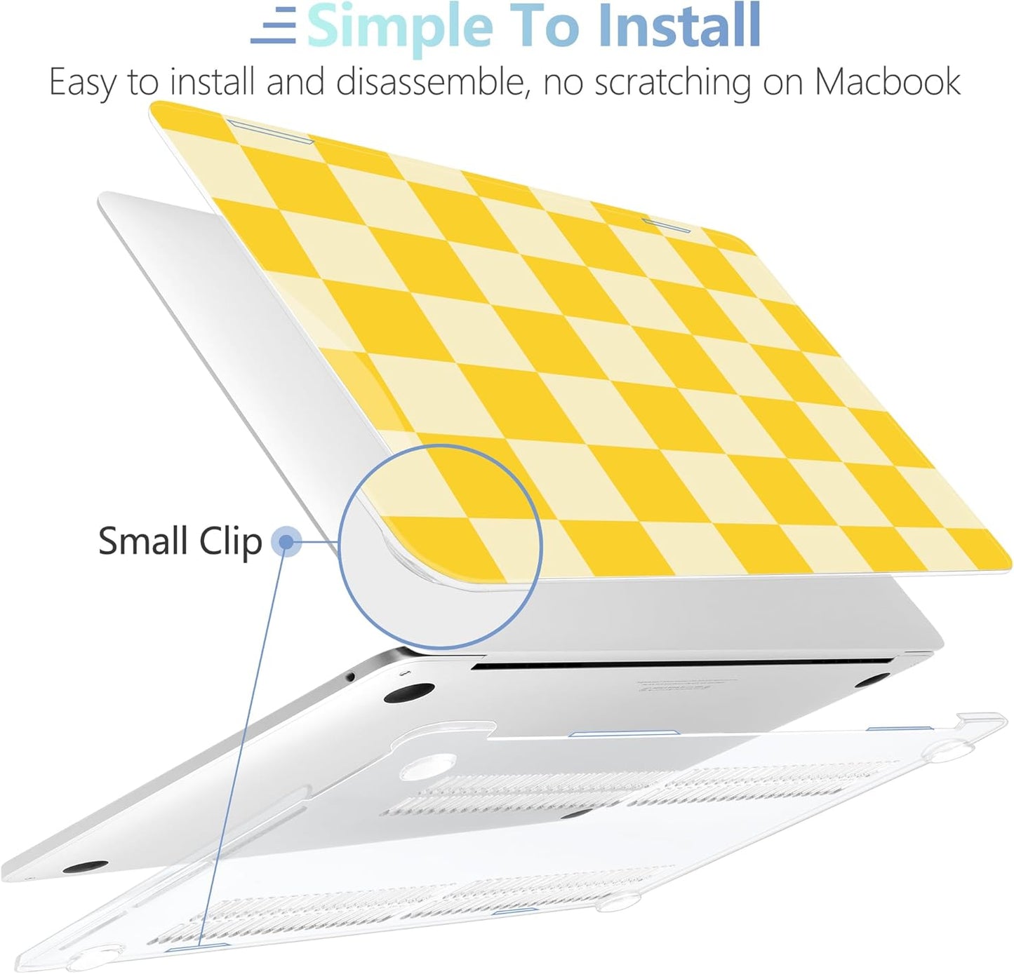 MEEgoodo Case for MacBook Pro 13 inch Case 2022 2021 2020 New A2338 M2/M1 A2251 A2289, Laptop Hard Shell with Keyboard & Camera Cover Compatible with 13 inch MacBook Pro, Yellow Squares