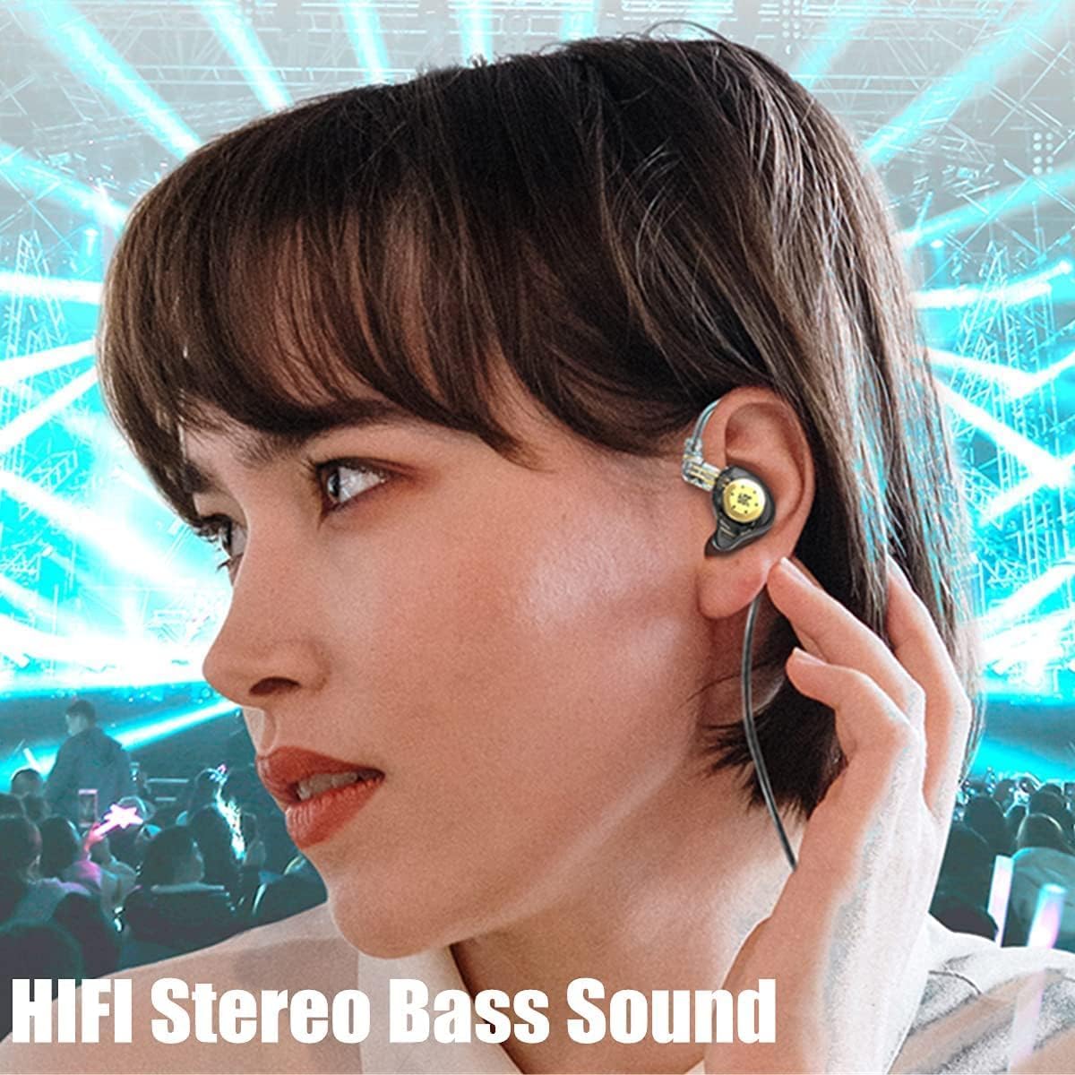 keephifi KZ EDX Pro in Ear Monitor with Mic Wired Headphones HiFi Stereo Stage Wired Earphone Dual DD IEM Earphones Earbuds with Detachable Cable for Musicians Audiophiles (Black, with Mic)