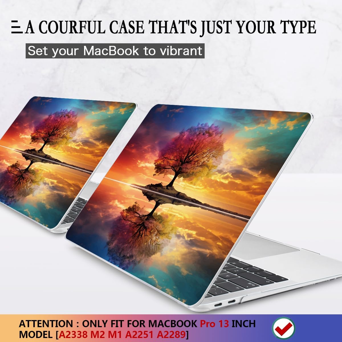 CISSOOK Compatible with MacBook Pro 13 inch Case 2025-2020 Release Model M2 M1 A2338 A2251 A2289, Protective Plastic Hard Shell Case Cover for MacBook Pro 13-inch with Touch Bar, Tree Landscape