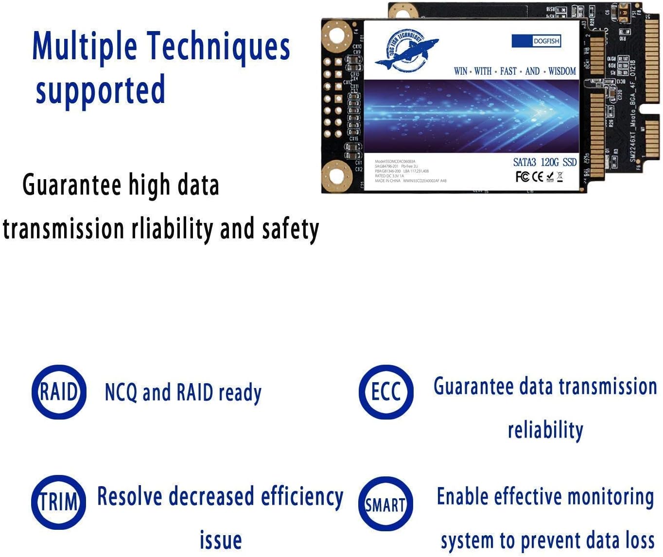 Dogfish Msata 250GB Internal Solid State Drive Mini Sata SSD Disk Drive High Performance Hard Drive for Desktop Laptop Notebook (MSATA, 250GB)