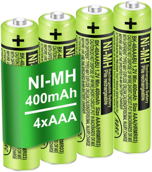 4 Pack BK-40AAABU Ni-MH AAA Rechargeable Battery for Panasonic,1.2v 400mah Rechargeable AAA Batteries Panasonic Cordless Phones, Electronics,Remote Controls