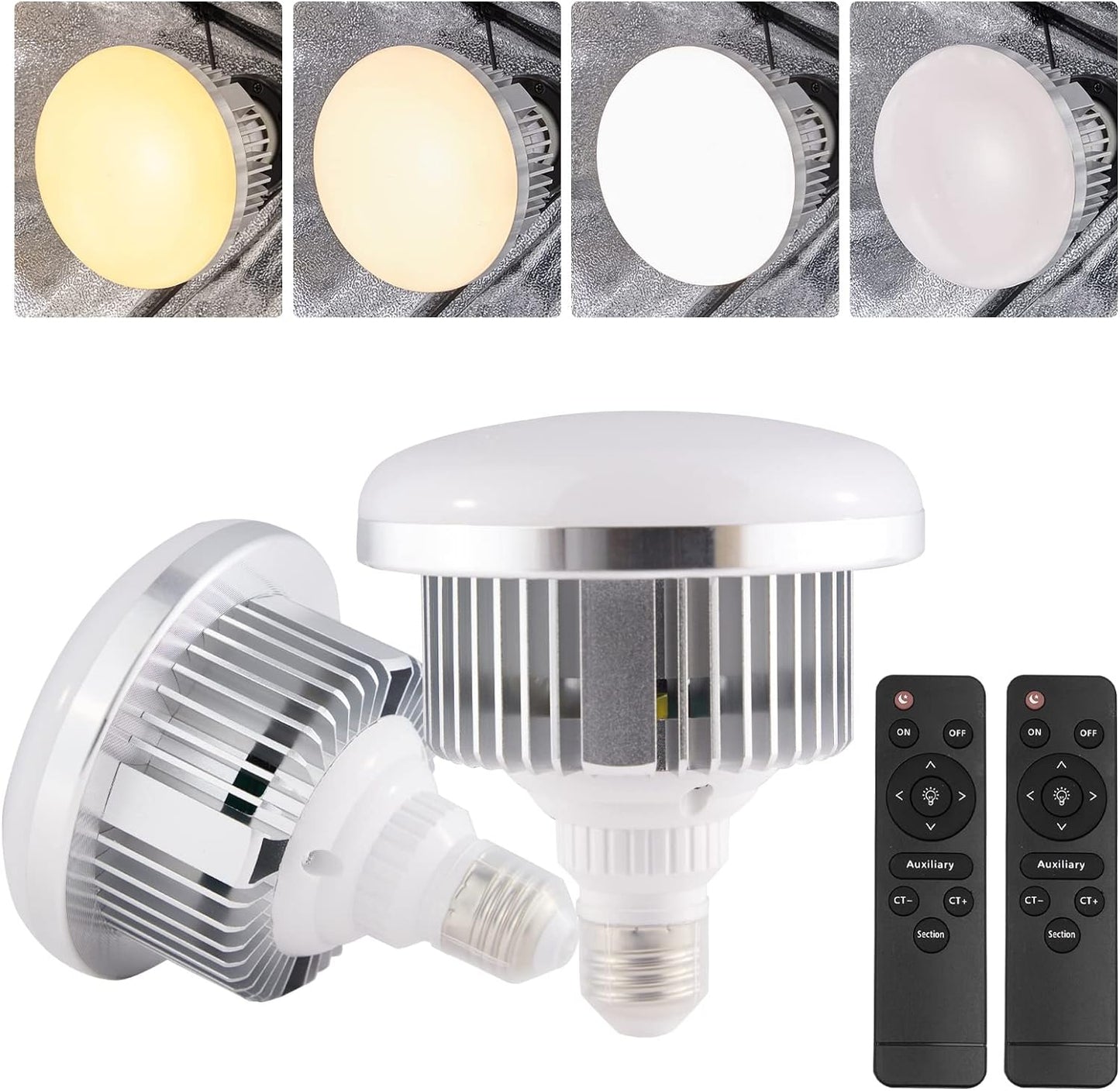 BEIYANG 2Pack 85W Photography Light Bulb for Softbox Lighting Kit Photography Soft Box Studio 6000K Bulbs LED Lighting, Remote Set