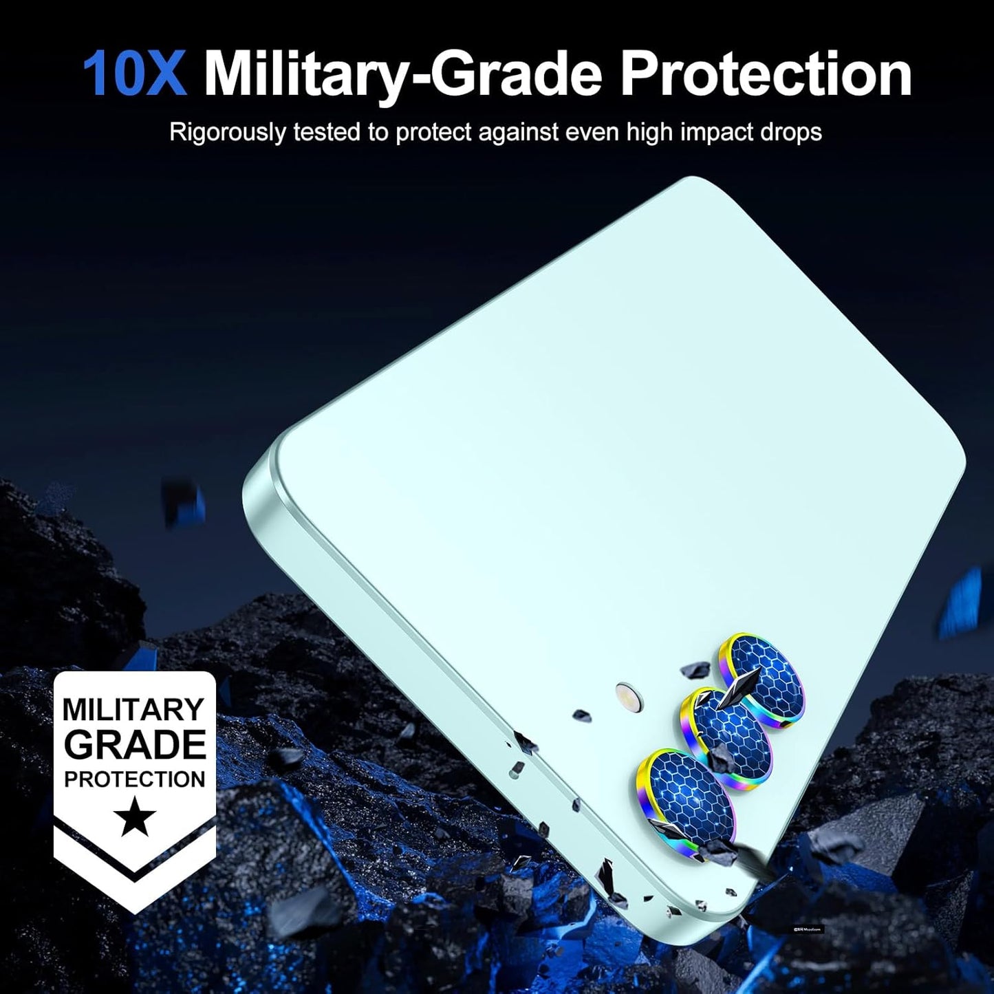 for Samsung Galaxy A16 Camera Lens Protector, Individual Metal Ring Tempered Glass Lens Cover, [Strong Adsorption] Scratch Resistant Ultra-Thin HD Clear Lens Cover, 1 Set-Colorful Ring