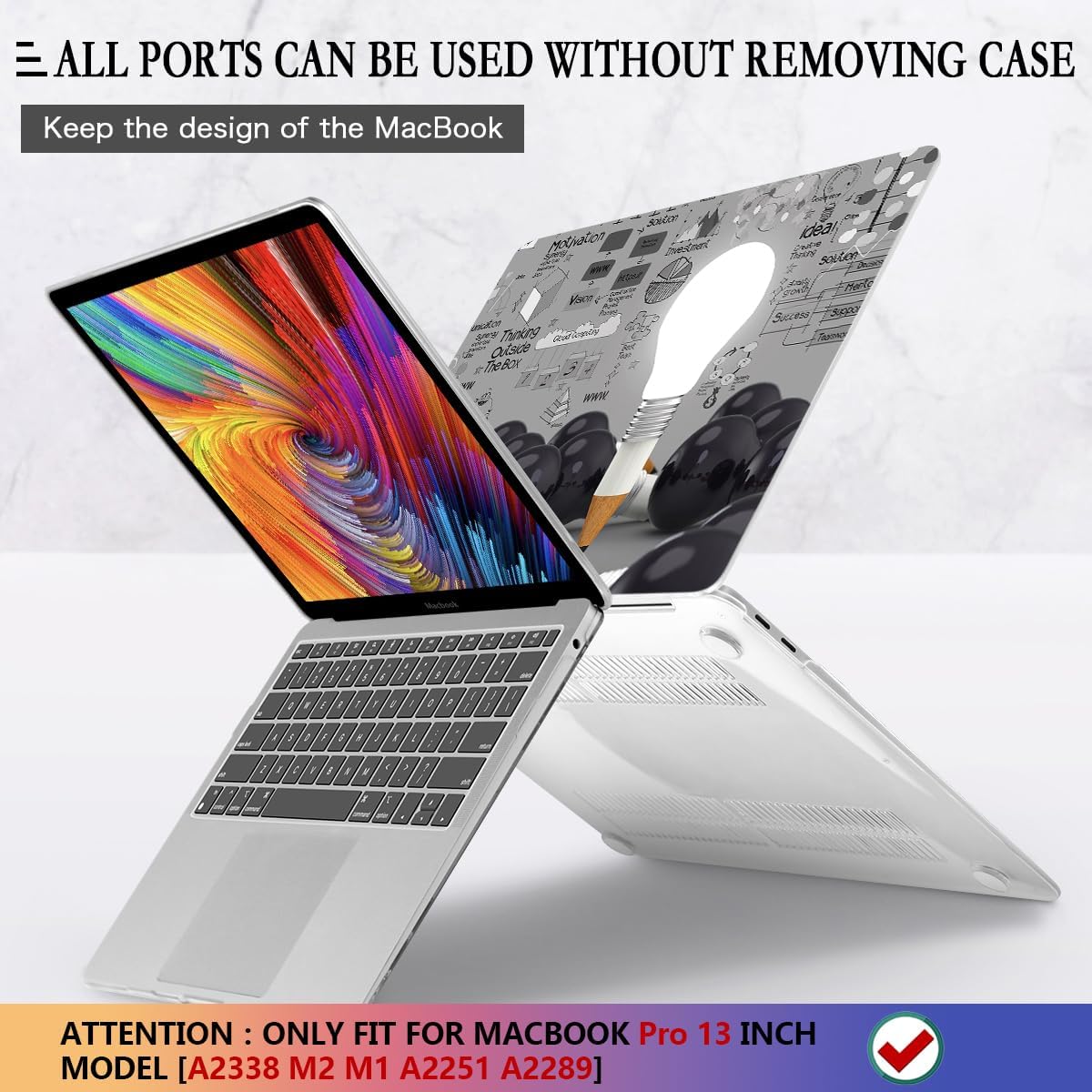 CISSOOK Creative Bulb Case for MacBook Pro 13 Inch 2025-2020 Release A2338 A2251 A2289, Hard Shell Cover with Keyboard Cover Screen Protector for MacBook Pro 13 M2 M1, Bulb