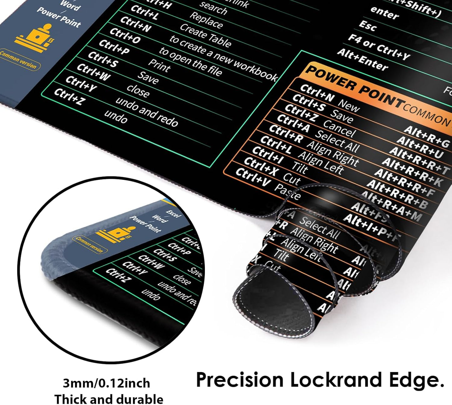 Galdas Gaming Mouse Pad XXL XL Large Long Extended Big Mousepad Non-Slip Rubber Keyboard Desk Pad with Stitched Edges for Laptop Home Office (31.5x11.8x0.08 Inch) … (Shortcut Keys1)