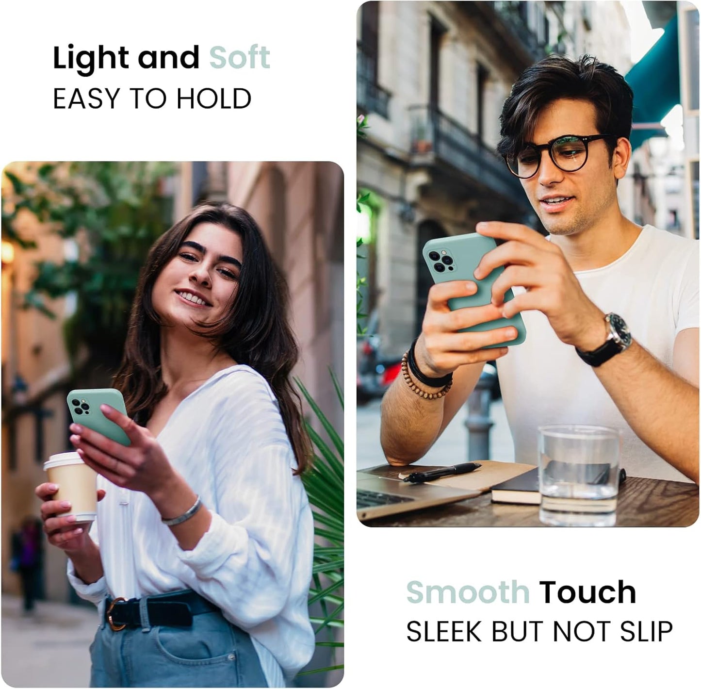 FireNova Designed for iPhone 13 Pro Max Case, Silicone [Camera Protection] Phone Case with [2 Screen Protectors], Soft Anti-Scratch Microfiber Lining Inside, 6.7 inch, Mint Green