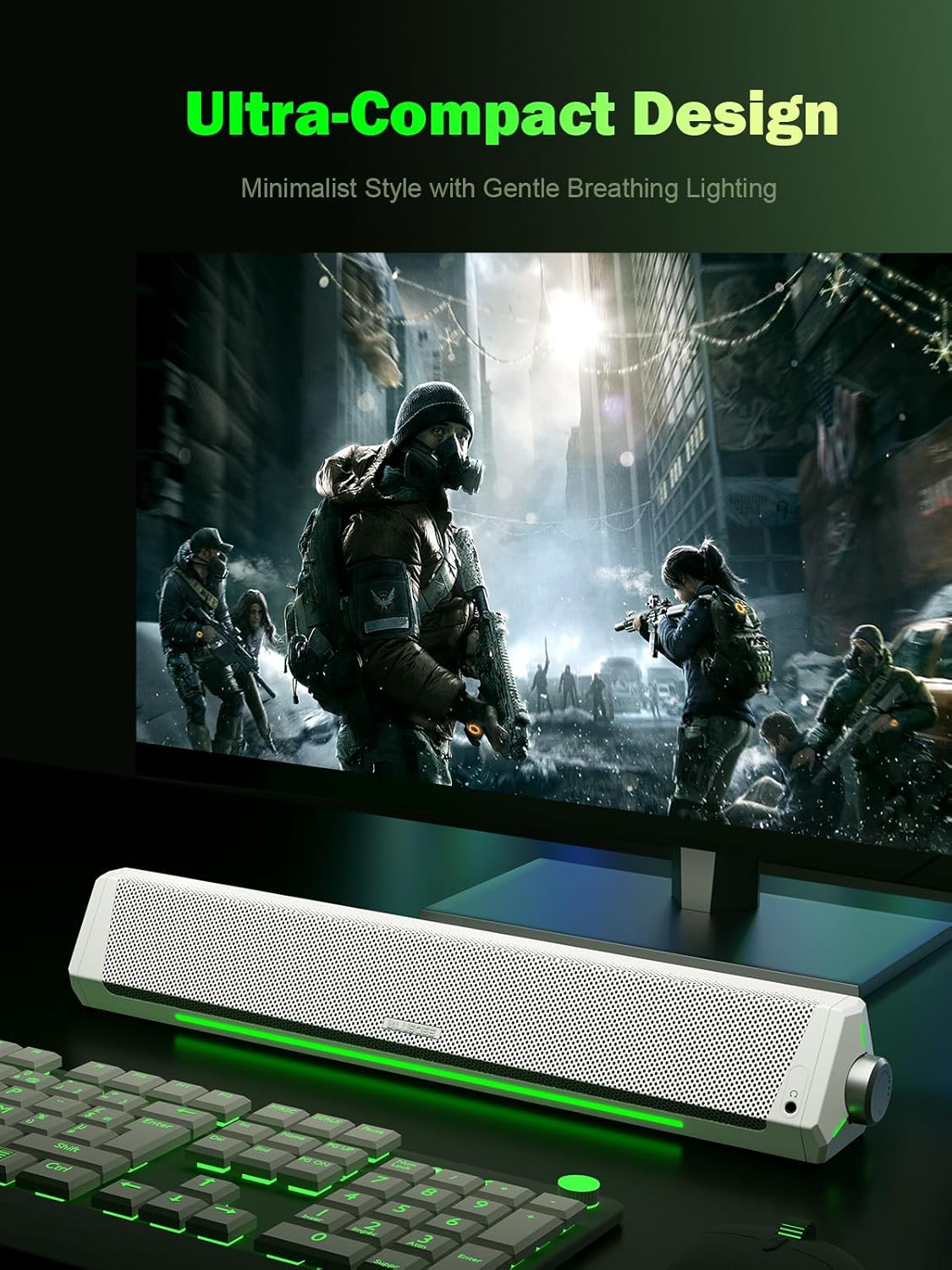 Bluedee Computer Speakers, Bluetooth Computer Soundbar, HiFi Stereo, 3.5mm Aux-in Connection, USB Powered Computer Speakers for Desktop Monitor, PC, Laptop, Tablets