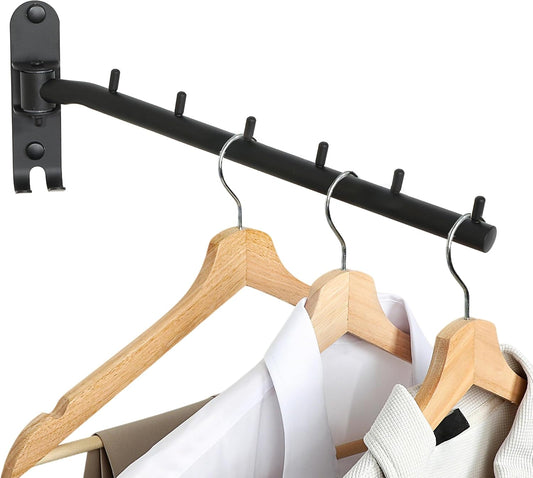 Clothing Racks for Hanging Clothes, Garment Racks Wall Mounted Clothes Bar-Hanger Holder Hooks Heavy Duty Folding Drying Rack Space Saving Clothing Hanging System Closet Storage Organizer