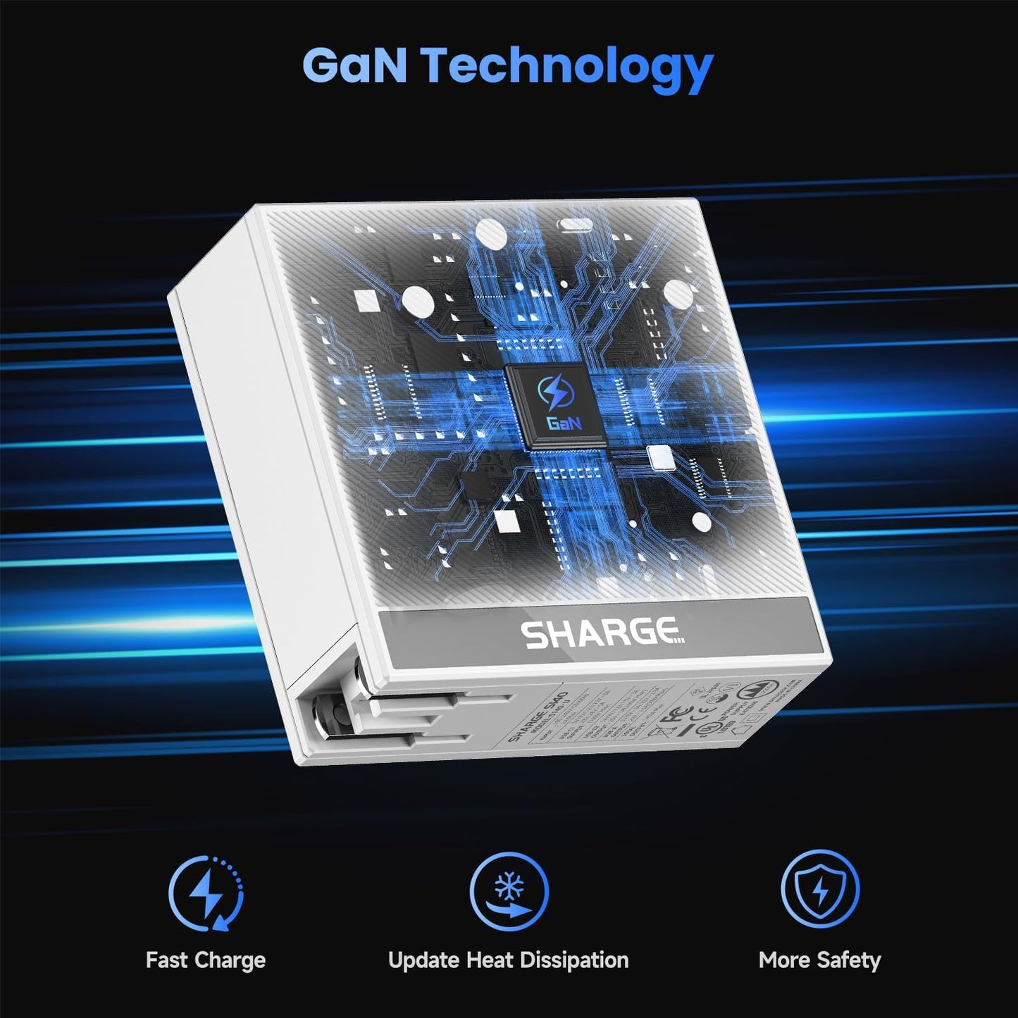 USB C Charger for Laptops 140W GaN Fast Charger with USB C and USB A, PD3.1 Power Adapter Compatible for MacBook Chromebook Surface iPhone 16/15 iPad PC Tablets (Cable Not Included)