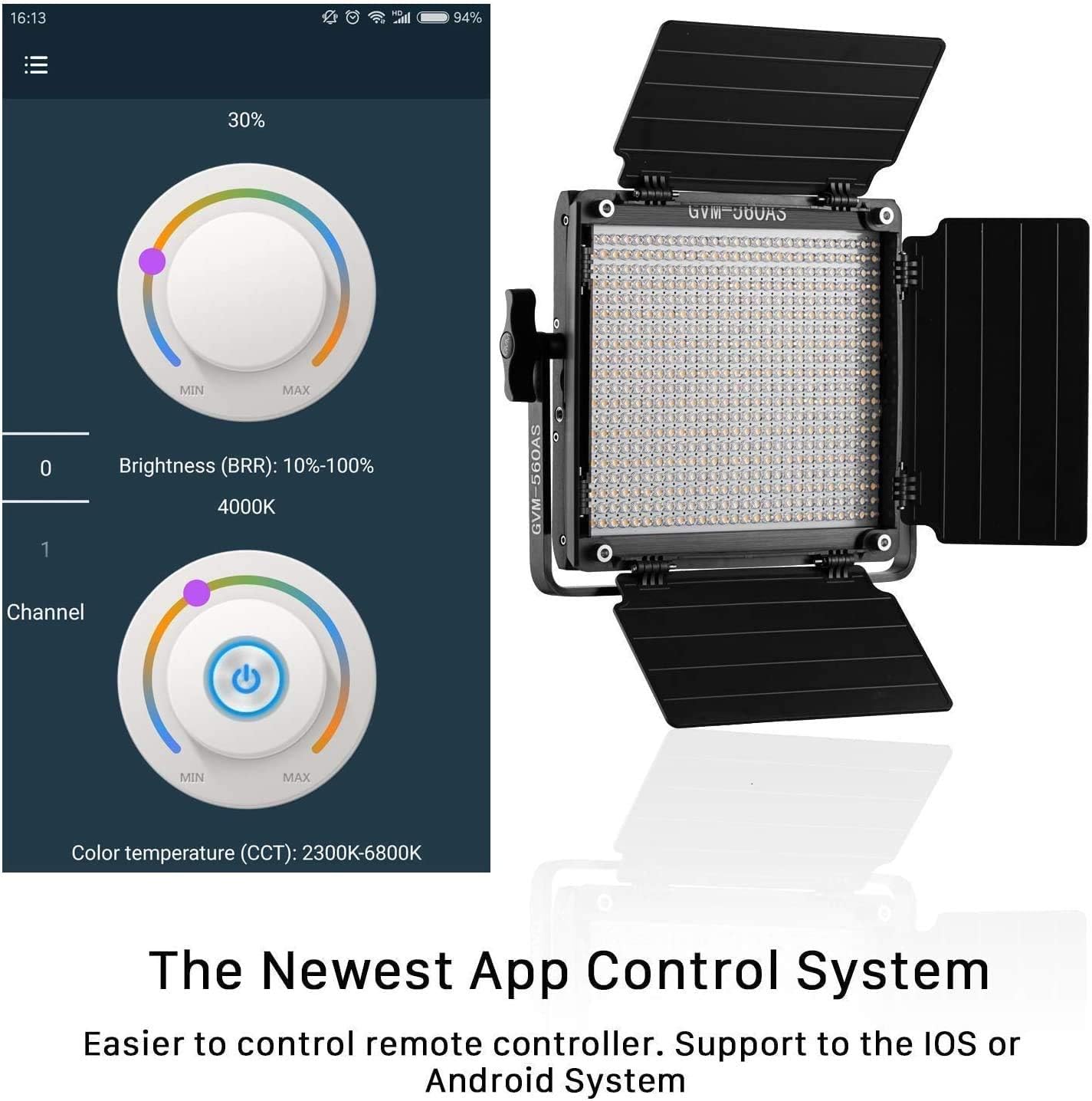 GVM 560 LED Video Light, Dimmable Bi-Color, 2 Packs Photography Lighting with APP Intelligent Control System, Lighting for YouTube, Studio, Outdoor, Video Lighting Kit, 2300K-6800K, CRI 97+