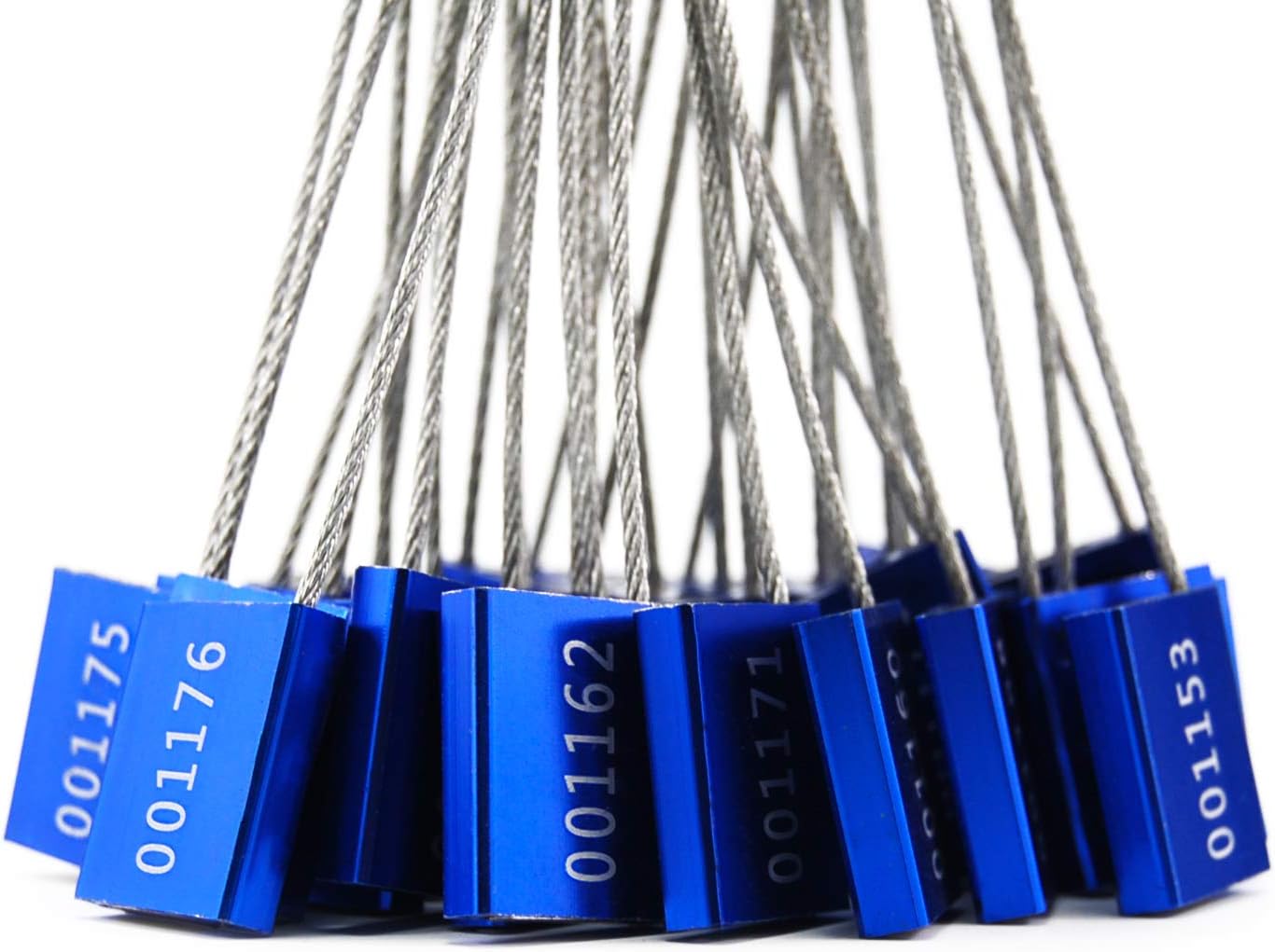 High Security Cable Seals Metal Container Seals Pull Tight Alumium Shipping Security Tags for Logisitics ISO 17712 Certificated (Pack of 100, Blue)