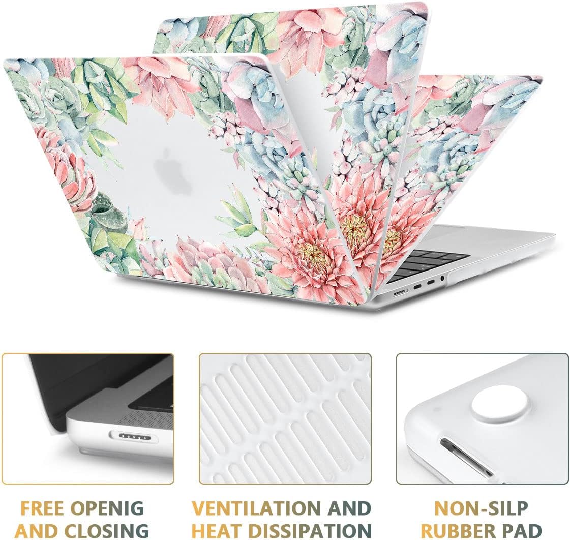 CISSOOK Succulent Hard Shell Case Cover for MacBook Pro 14 Inch 2021-2023 Release Model A2779 A2442 M1 M2 with Touch ID