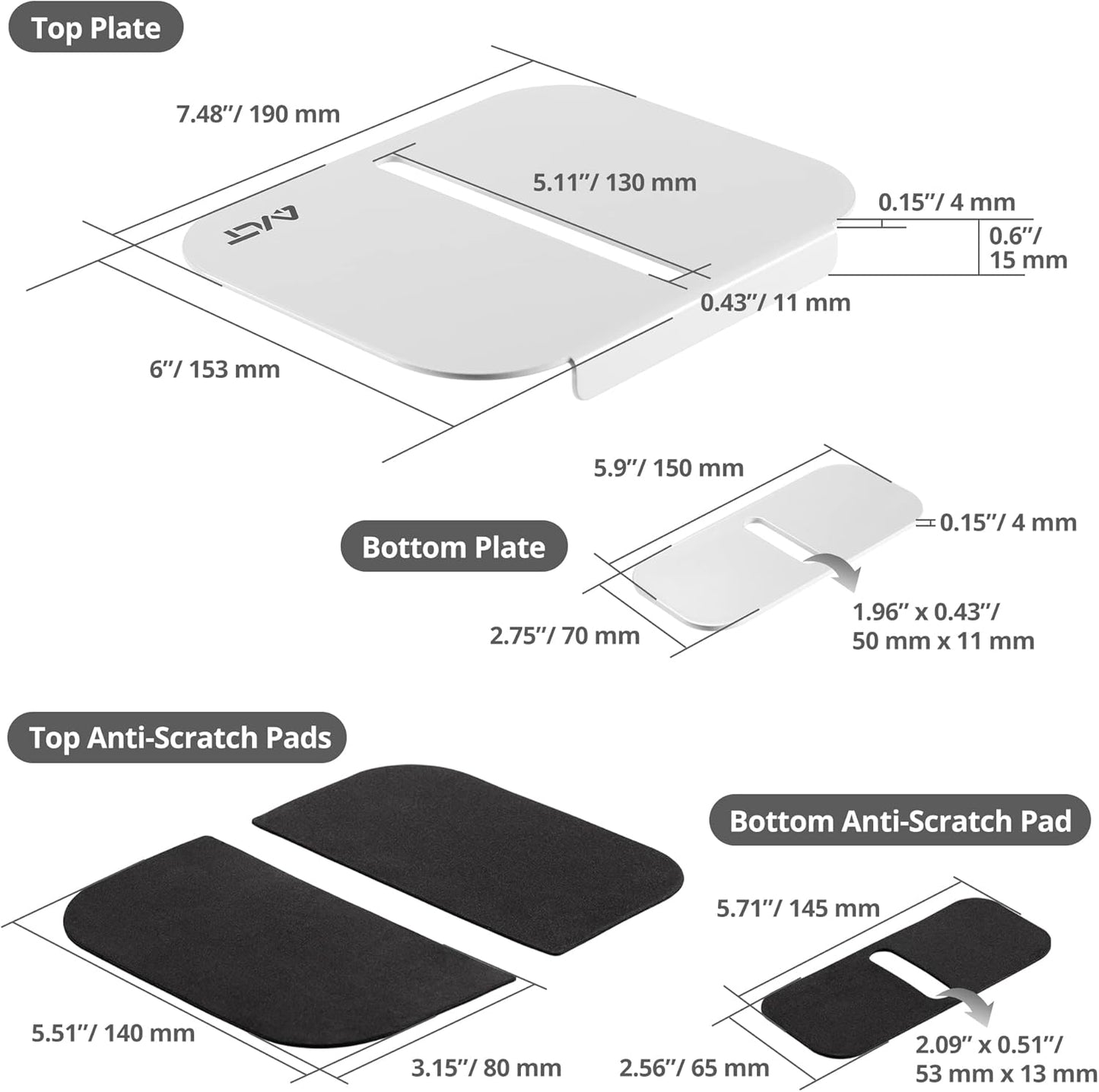 AVLT Adjustable Reinforcement Plate Bracket Mount for Fragile Tabletop - Supports Monitor Stand with C Clamp Or Grommet Installation - White