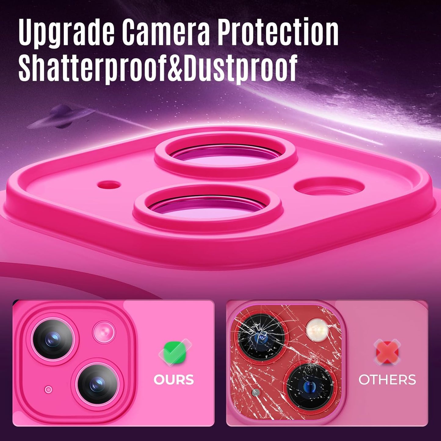 Designed for iPhone 13 Case, Compatible with MagSafe, with Privacy Screen Protectors X2, [Camera Protection] [15FT Military Drop Protection] Shockproof Phone Case, 6.1", Hot Pink
