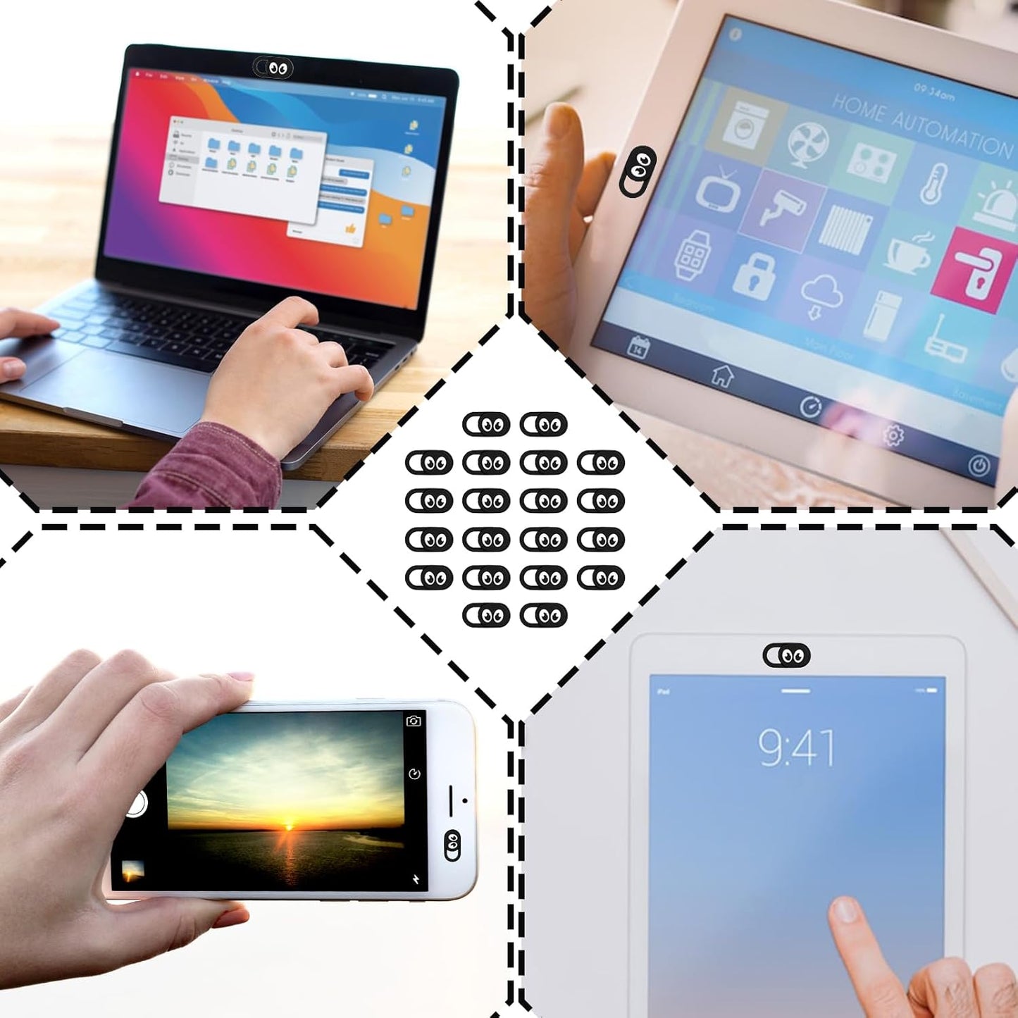 20 Pcs Webcam Cover Slide, 0.023 Inch Ultra Thin Universal Laptop Camera Cover Slide Webcam Covers Cameras Blocker Slider Camera Cap for Laptop, Computer, Great for Privacy