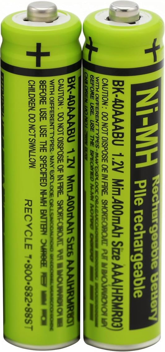 2 BK-40AAABU 1.2V 400mAh Battery Packs for Panasonic BK40AAABU Highpower Corun Cordless Phone
