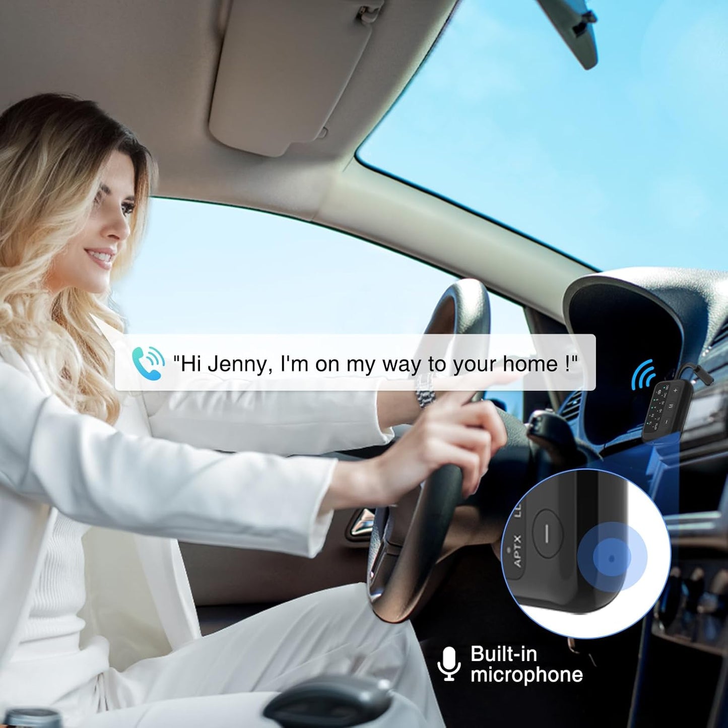 1Mii SafeFly Dot Airplane Bluetooth 5.3 Transmitter Receiver for 2 Headphones, aptX Low Latency/Adaptive Wireless Audio Adapter for in-Flight TV/PC/Car/Home Stereo/Speaker, Volume Control