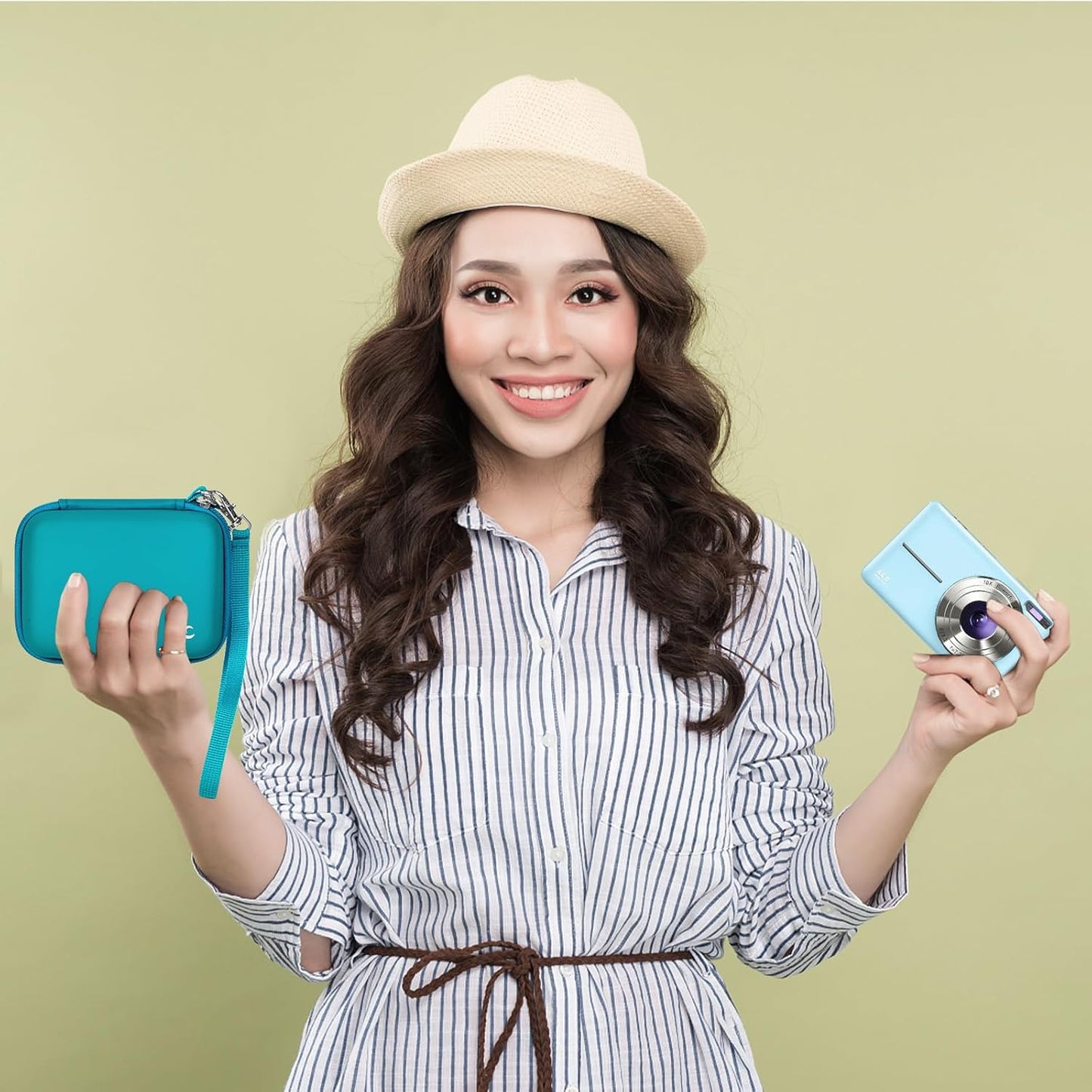 Carrying & Protective Case for Digital Camera, AbergBest 21 Mega Pixels 2.7" LCD Rechargeable HD/Kodak Pixpro/Canon PowerShot ELPH 180/190 / Sony DSCW800 / DSCW830 Cameras for Travel - Navy Blue