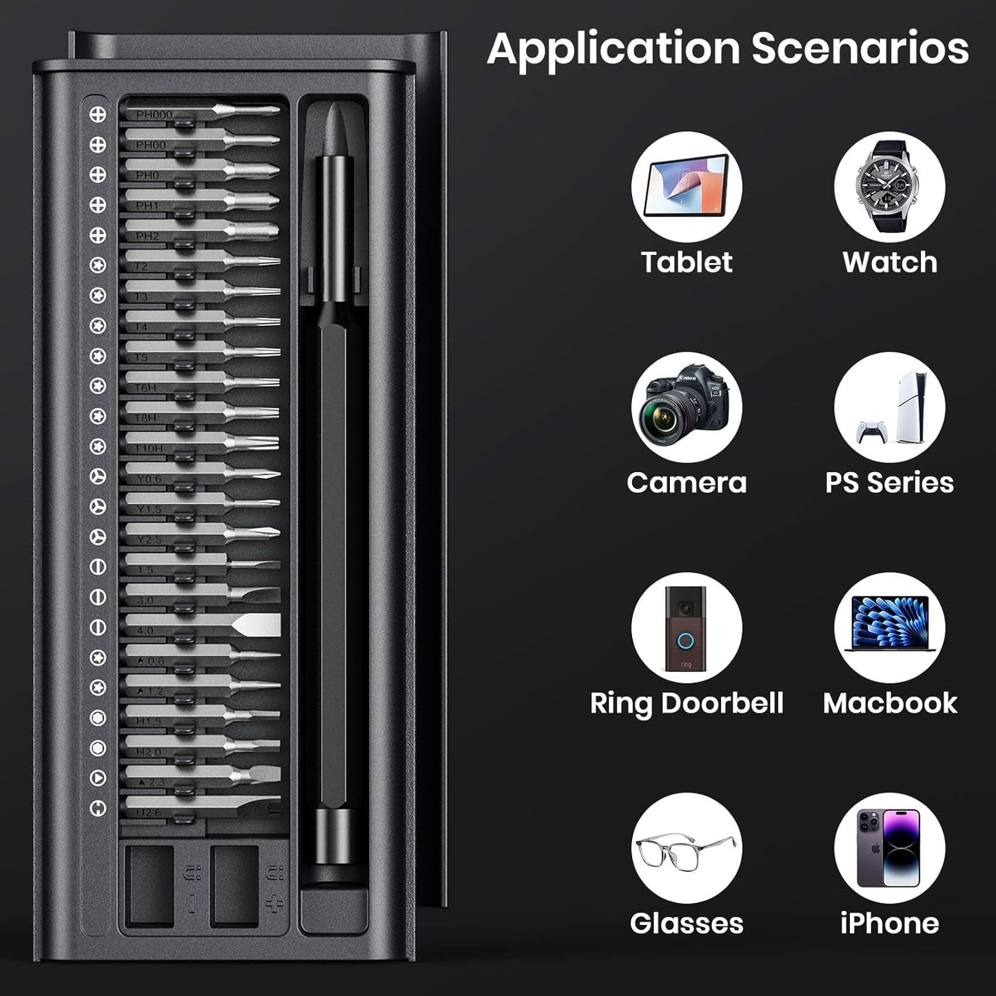 38-in-1 Precision Screwdriver Set,Mini Professional Magnetic Pads Tiny Repair Tool Kit for Macbook,Computer,Laptop,iPhone, PS4,PS5,Xbox, Switch,Eyeglasses,Watch,Ring Doorbell,Electronic,Gifts for Men