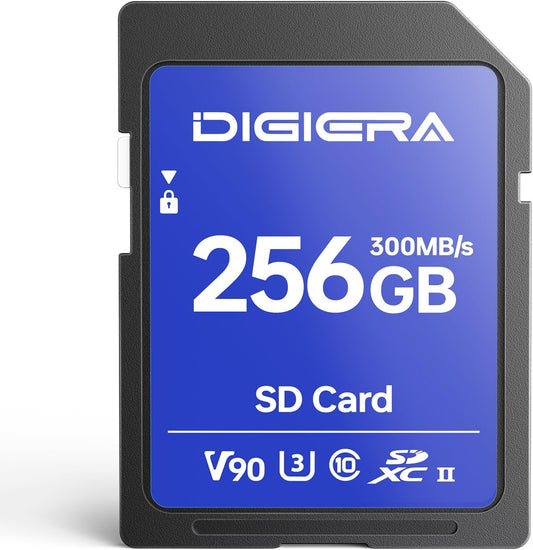 256GB LSU200 SDXC UHS-II Memory Card - up to 300MB/s, C10, U3, V90, 8K, SD Card for Computers, Digital Cameras, Home Theatre Devices, Car Navigation Systems (1 Pack)